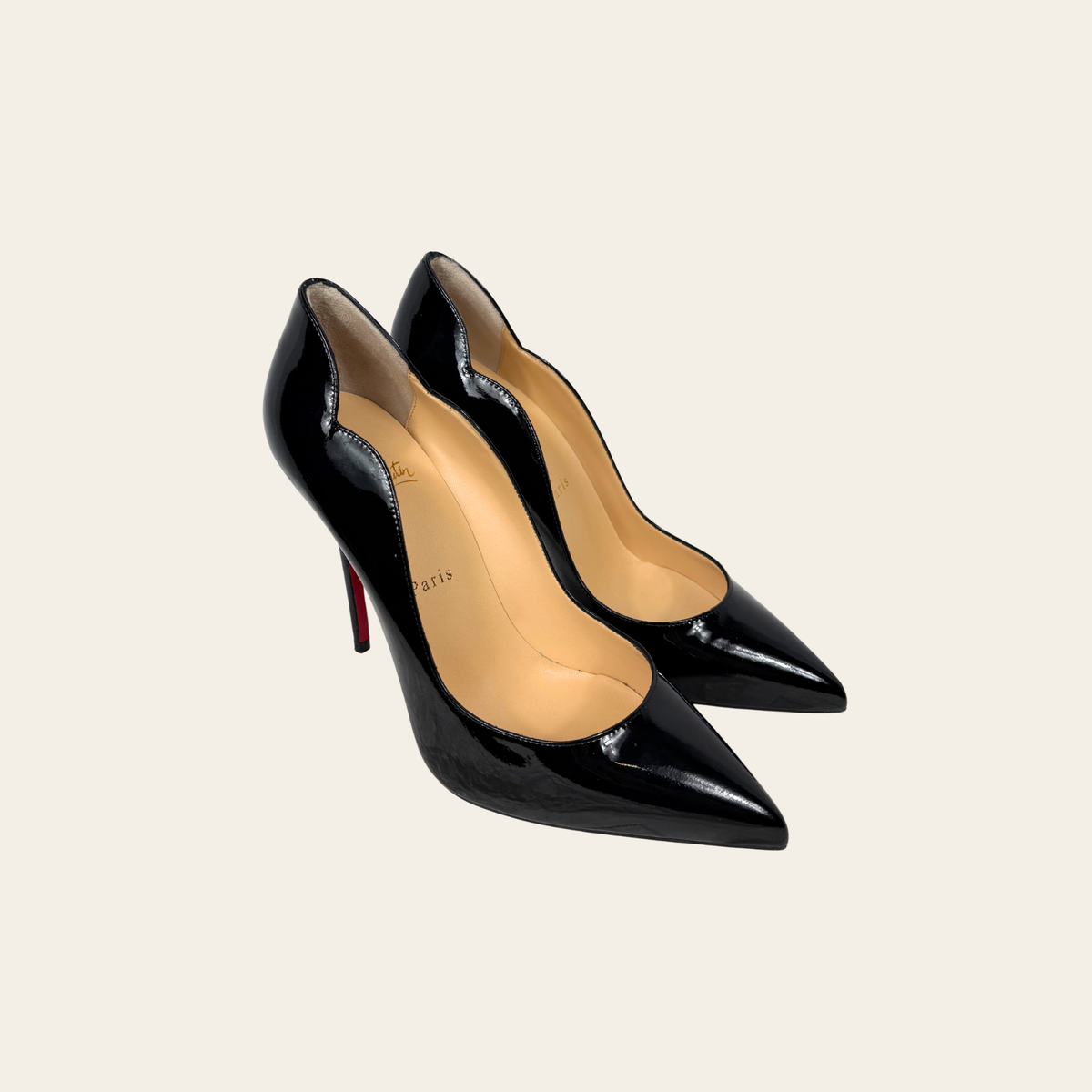 ESCARPINS CHRISTIAN LOUBOUTIN HOT CHICK 130 EN CUIR VERNI NOIR, TAILLE 40