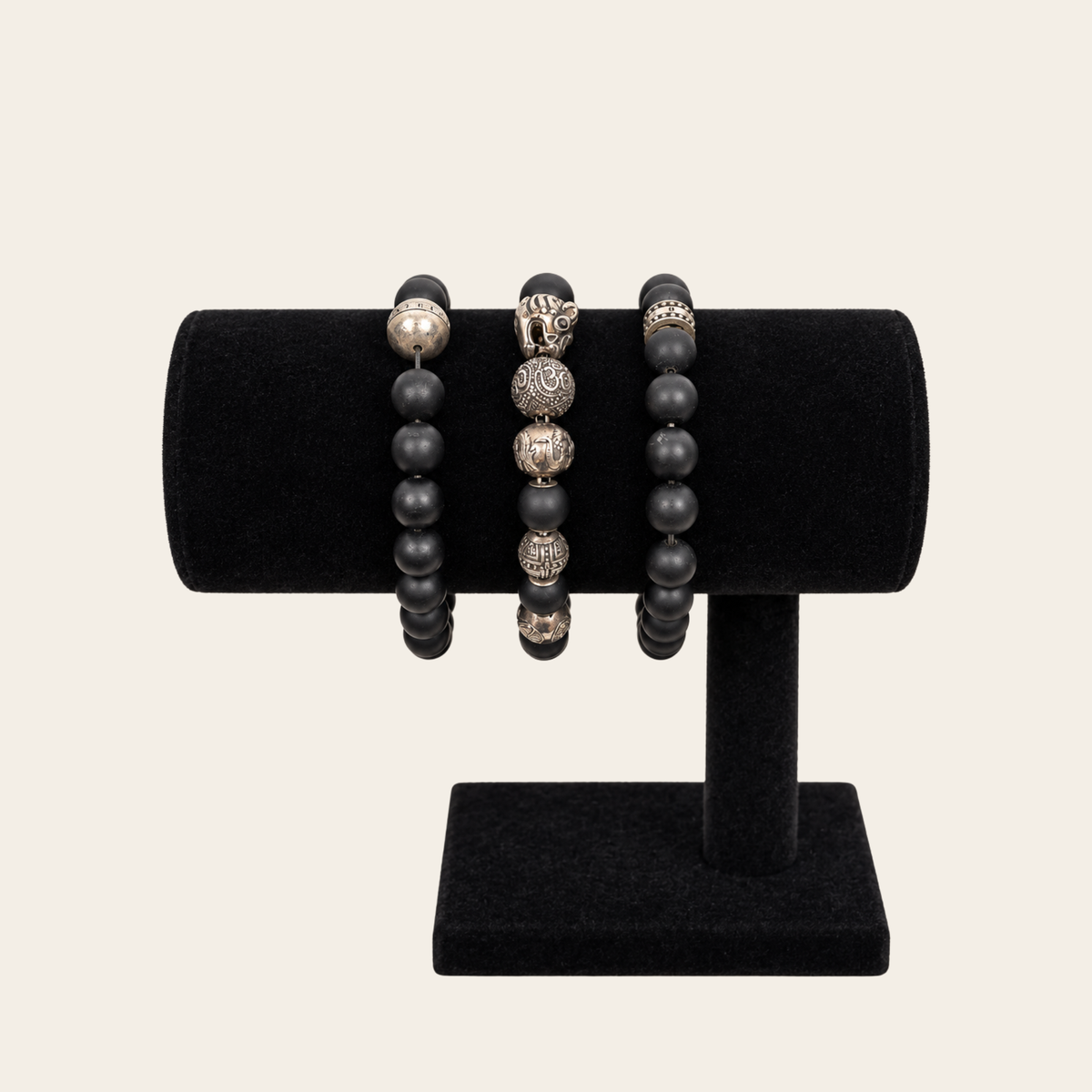Thomas Sabo – Ensemble de trois bracelets Karma Beads en argent sterling 925 et perles noires