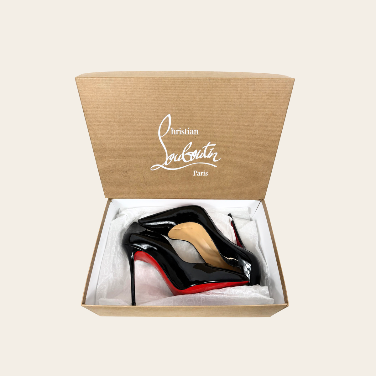 ESCARPINS CHRISTIAN LOUBOUTIN HOT CHICK 130 EN CUIR VERNI NOIR, TAILLE 40
