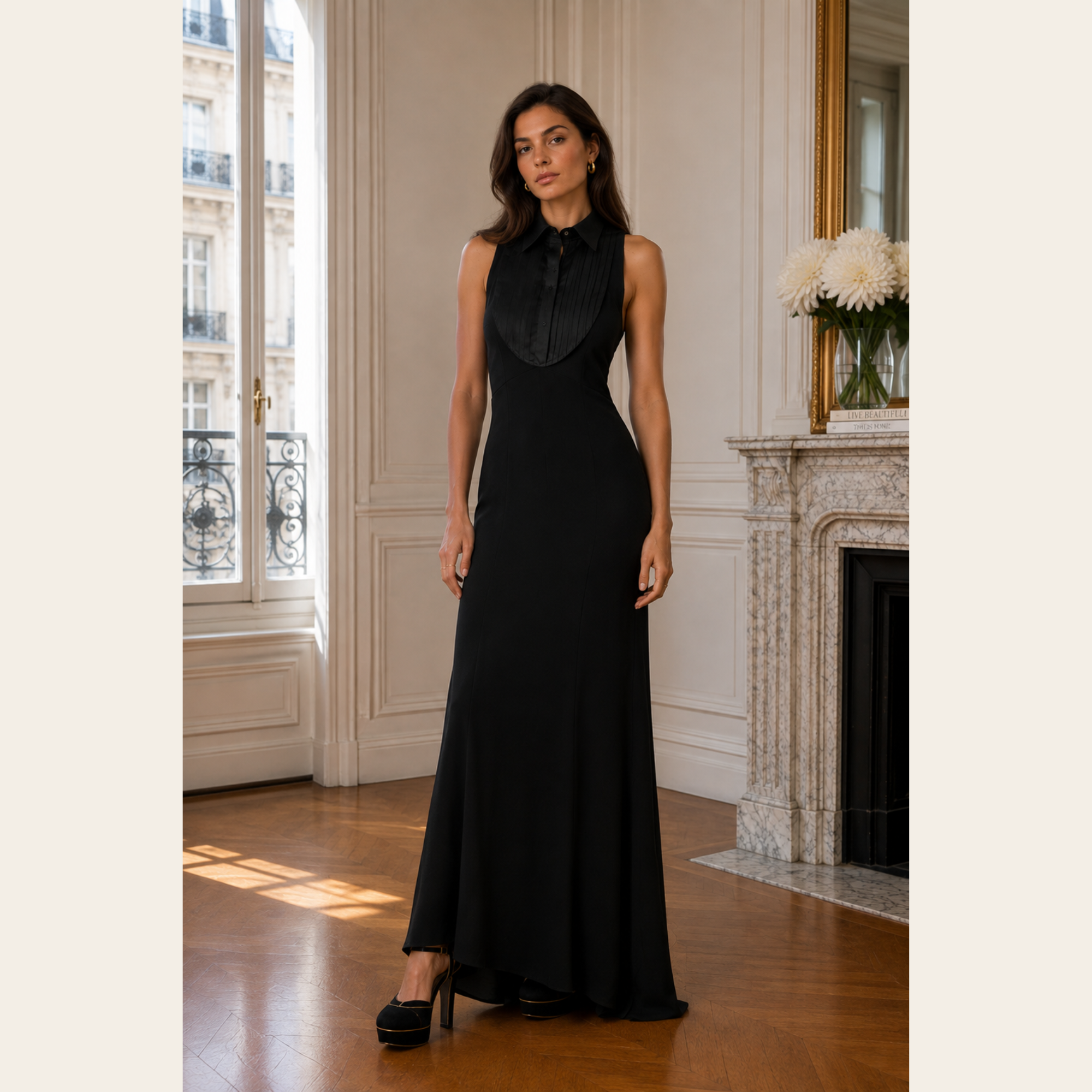 GUCCI – Escarpins à Bride Arrière en Suède Noir à Finitions Dorées, Taille 37,5