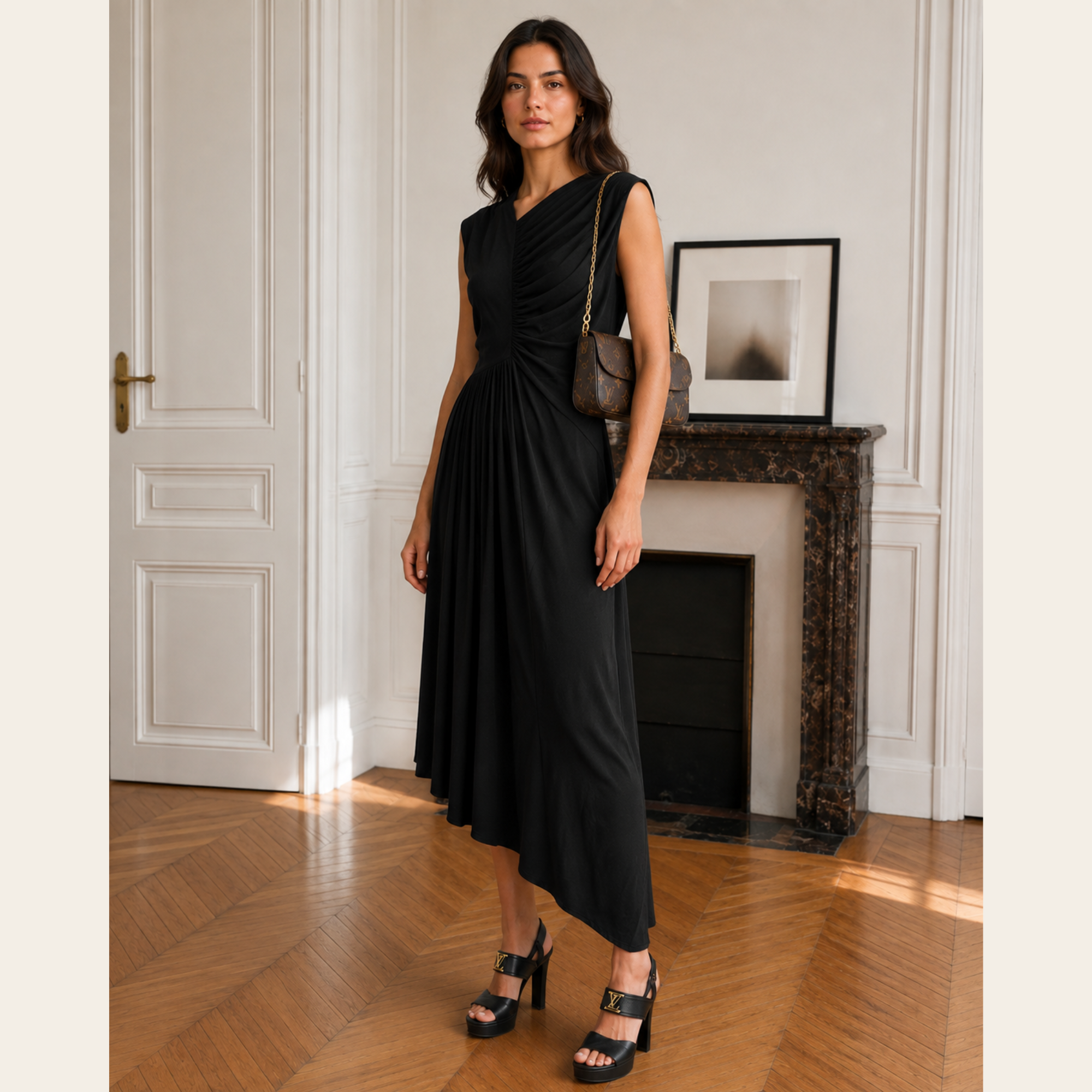 BOSS by Hugo Boss – Robe Asymétrique Drapée Noire, S