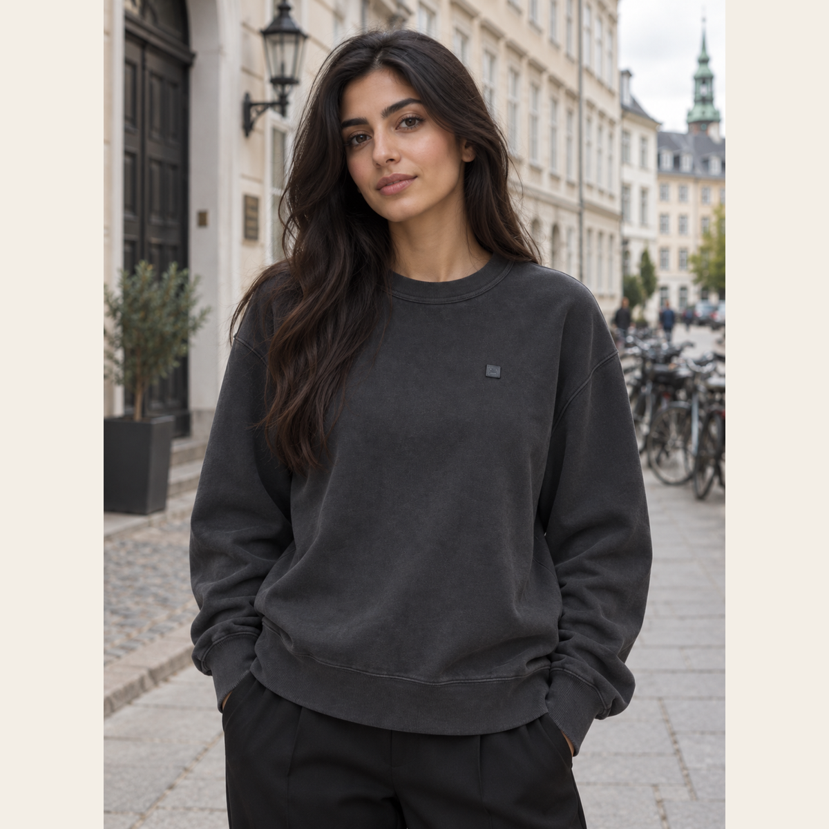 ACNE STUDIOS – Sweat-shirt Micro Face en coton noir, S