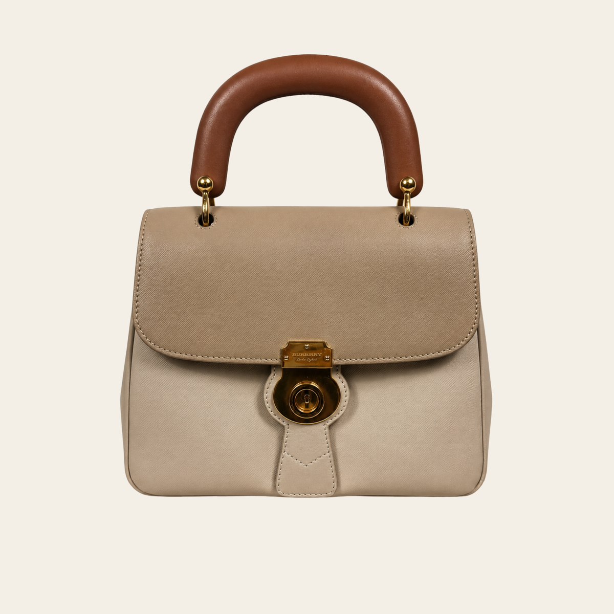 BURBERRY — Sac DK88 Medium en cuir Trench beige et brun