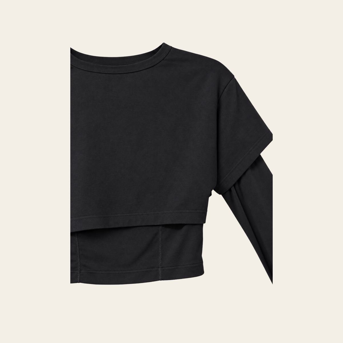 JACQUEMUS — Le Double T-shirt noir à manches superposées, S