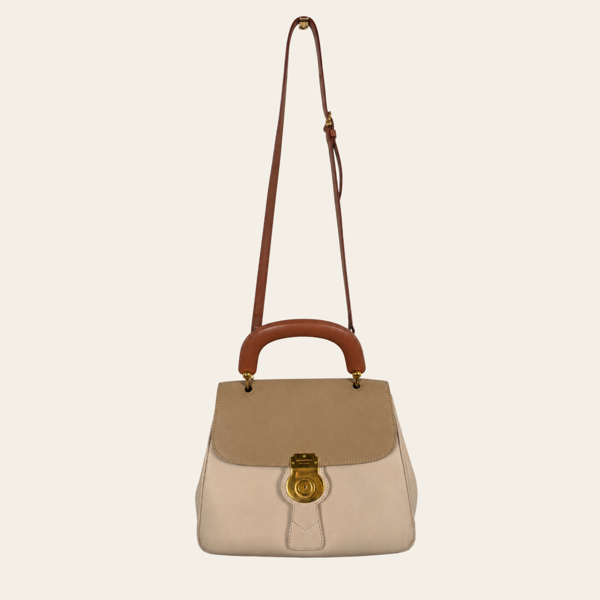 BURBERRY — Sac DK88 Medium en cuir Trench beige et brun