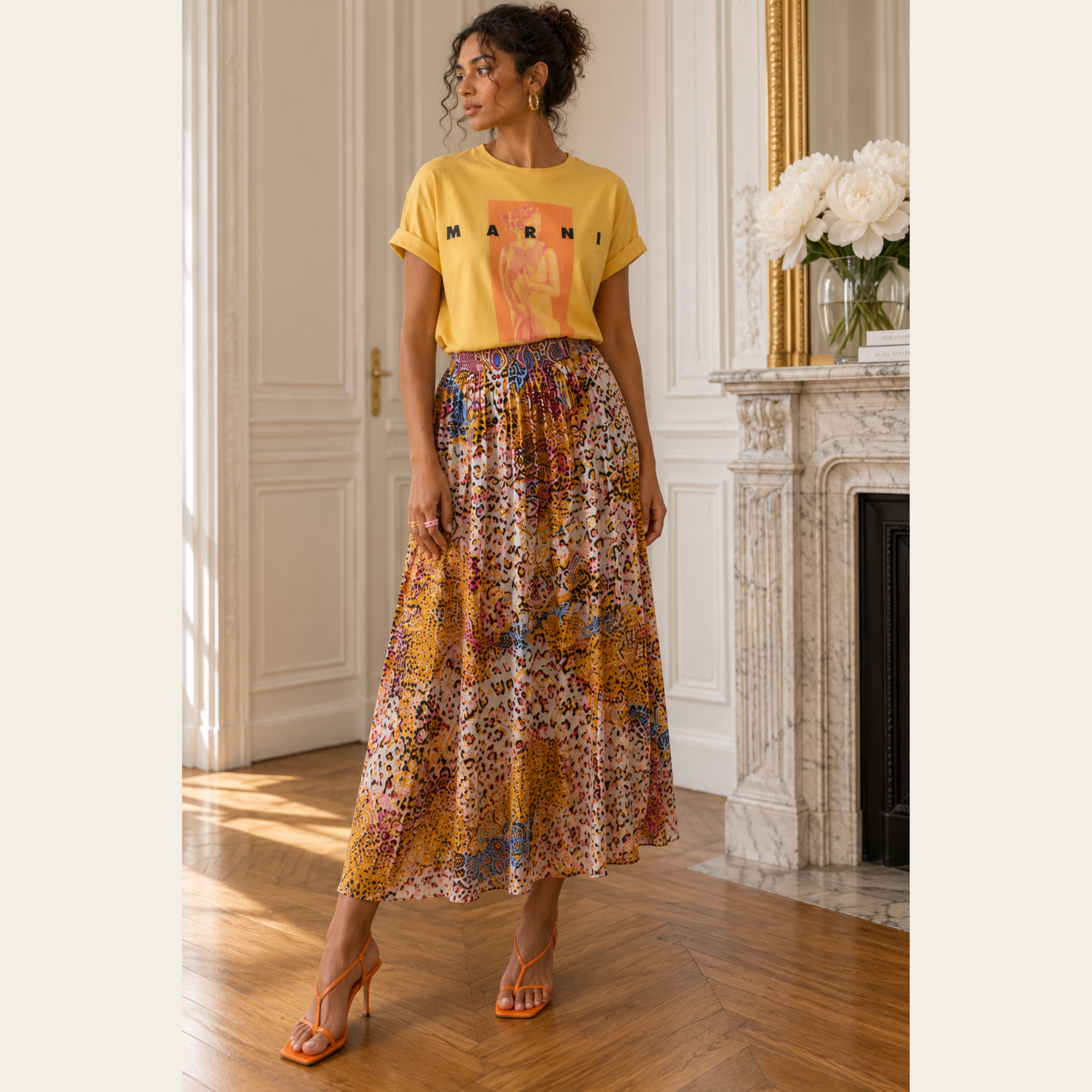 BHANUNI by Jyoti – Jupe midi plissée imprimé patchwork, S