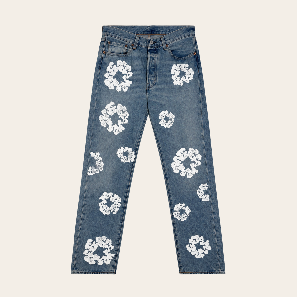 DENIM TEARS x LEVI’S – Jean 501 « The Cotton Wreath » – Light Wash – Taille W32 L32