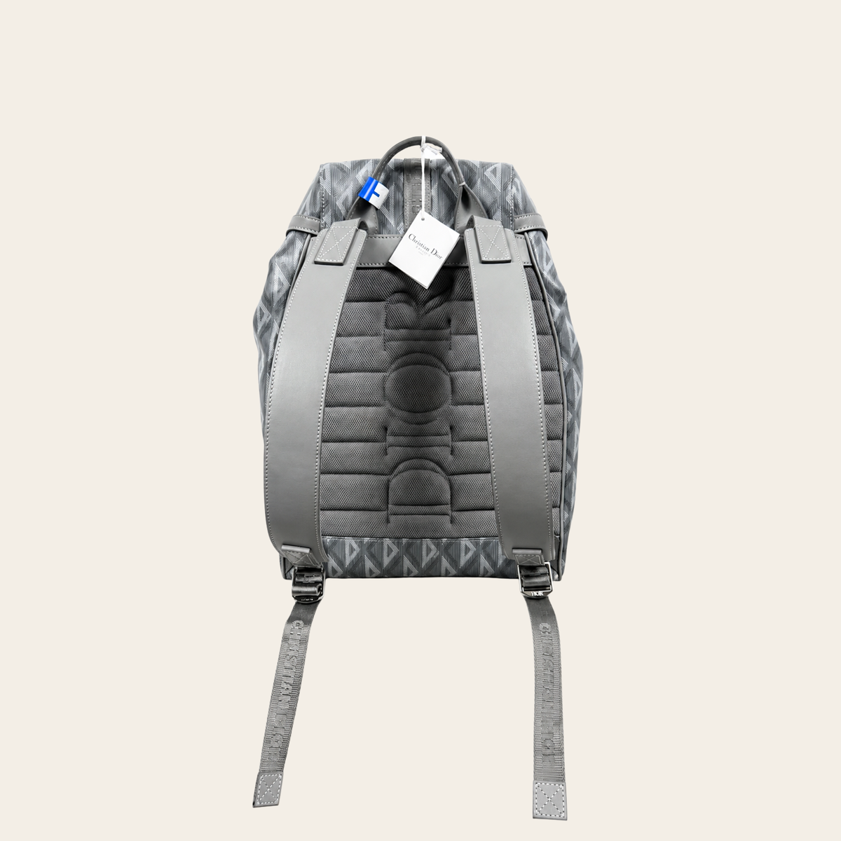 CHRISTIAN DIOR – Sac à dos Hit the Road Large en toile CD Diamond – Gris – Grand modèle