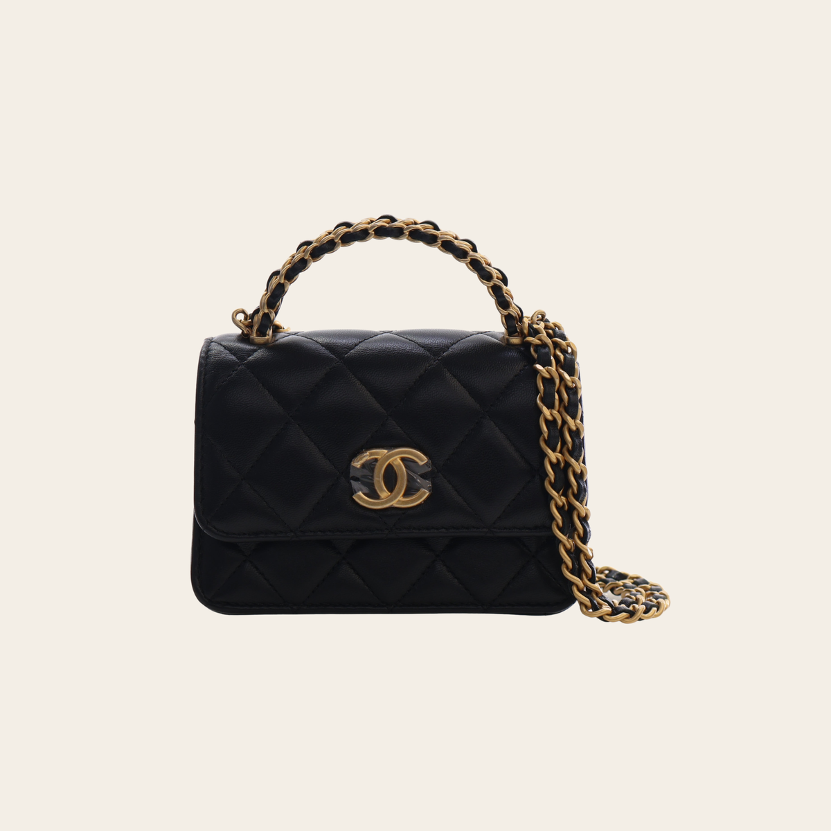 CHANEL – Mini Lambskin Top Handle Flap Bag