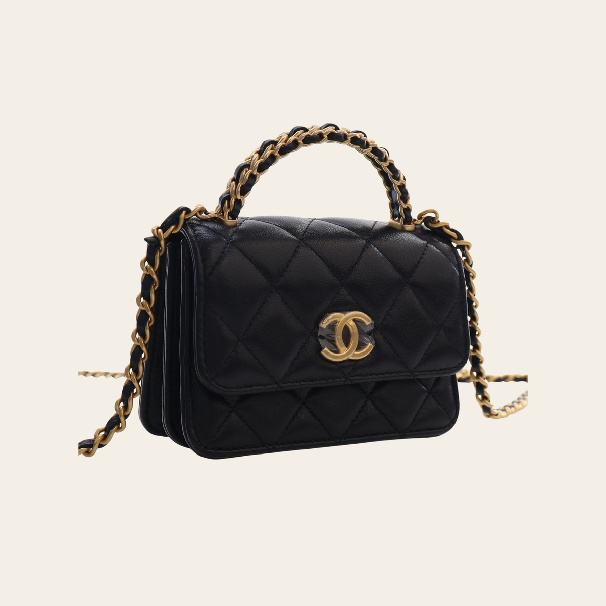 CHANEL – Mini Lambskin Top Handle Flap Bag