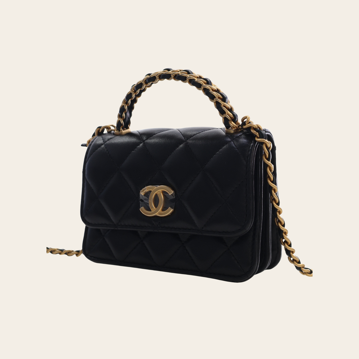 CHANEL – Mini Lambskin Top Handle Flap Bag