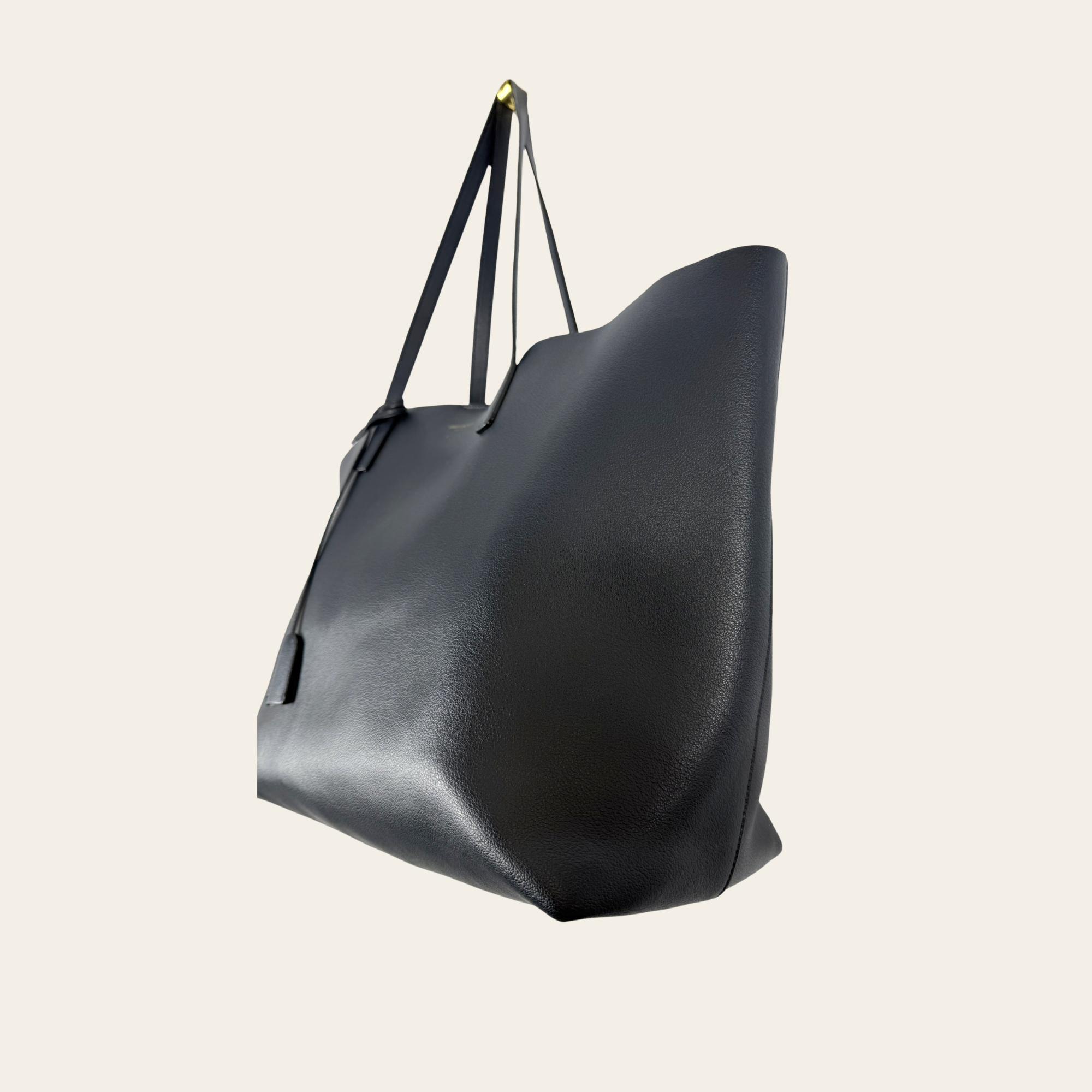 SAINT LAURENT – Shopping Tote E/W en cuir bleu marine