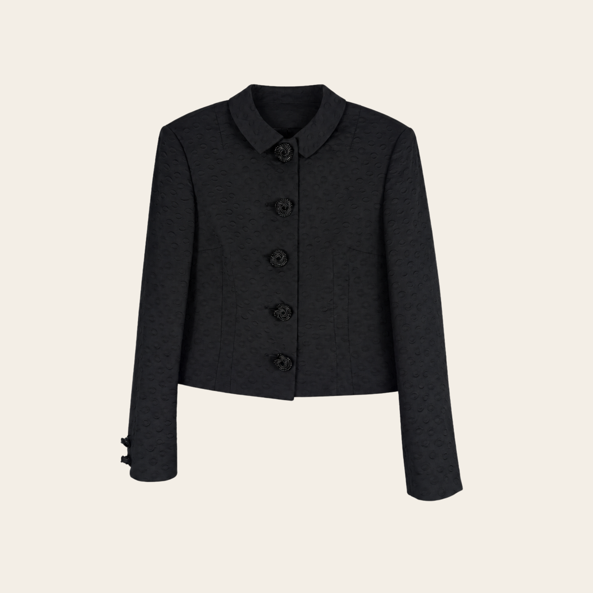 VERSACE JEANS COUTURE - Veste courte structurée en jacquard noir, M