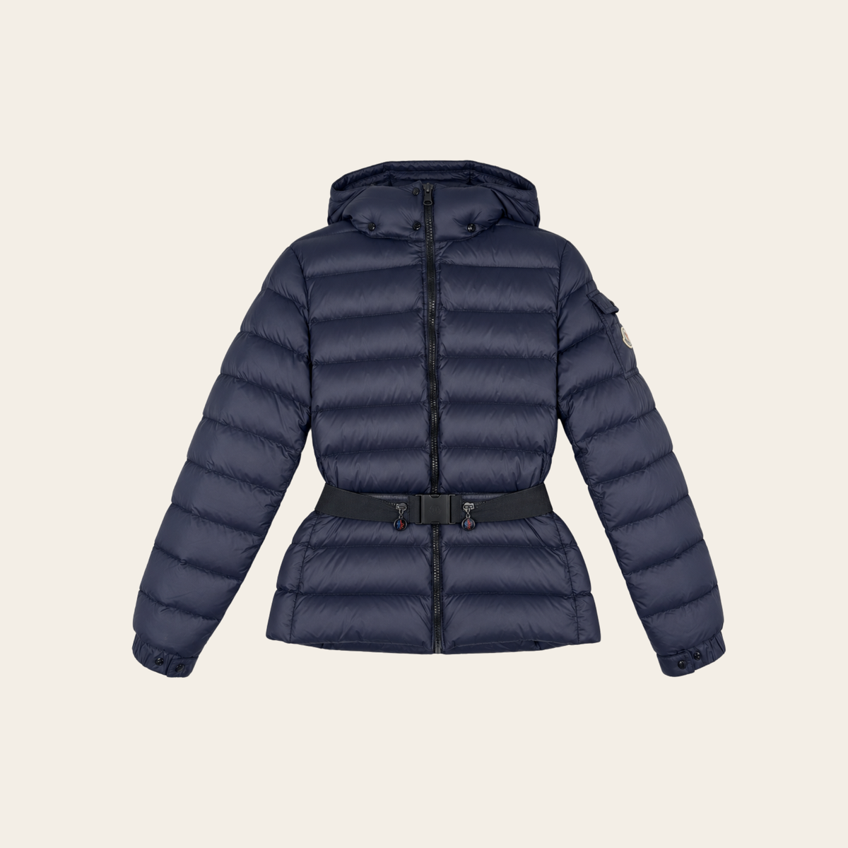 MONCLER — Doudoune Bea ceinturée en duvet bleu marine, S