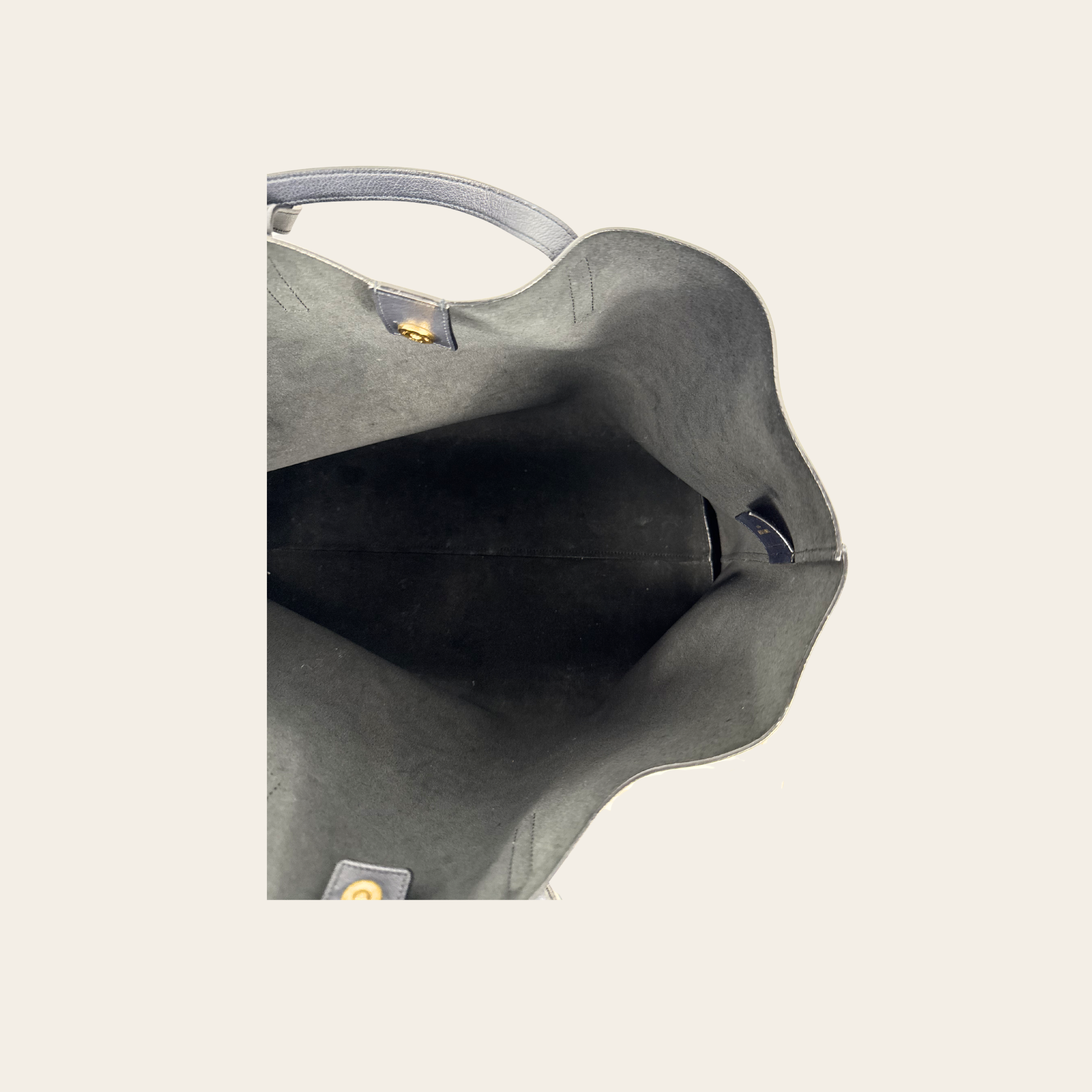 SAINT LAURENT – Shopping Tote E/W en cuir bleu marine