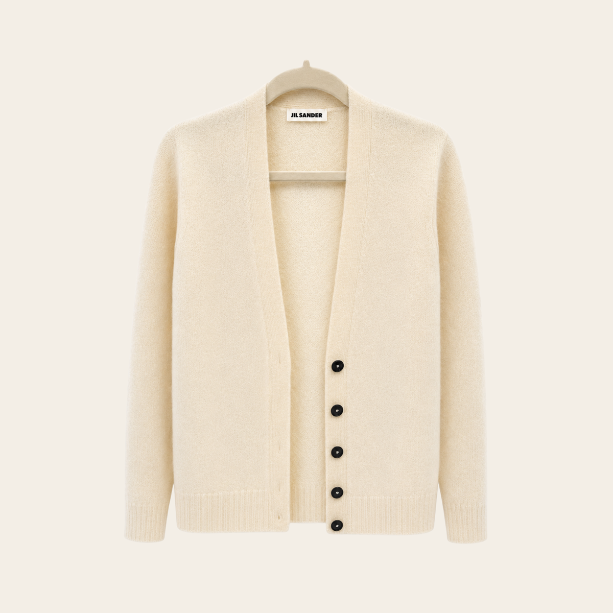 CARDIGAN BASIC EN LAINE MÉRINOS BOUILLIE JIL SANDER NATUREL, 34