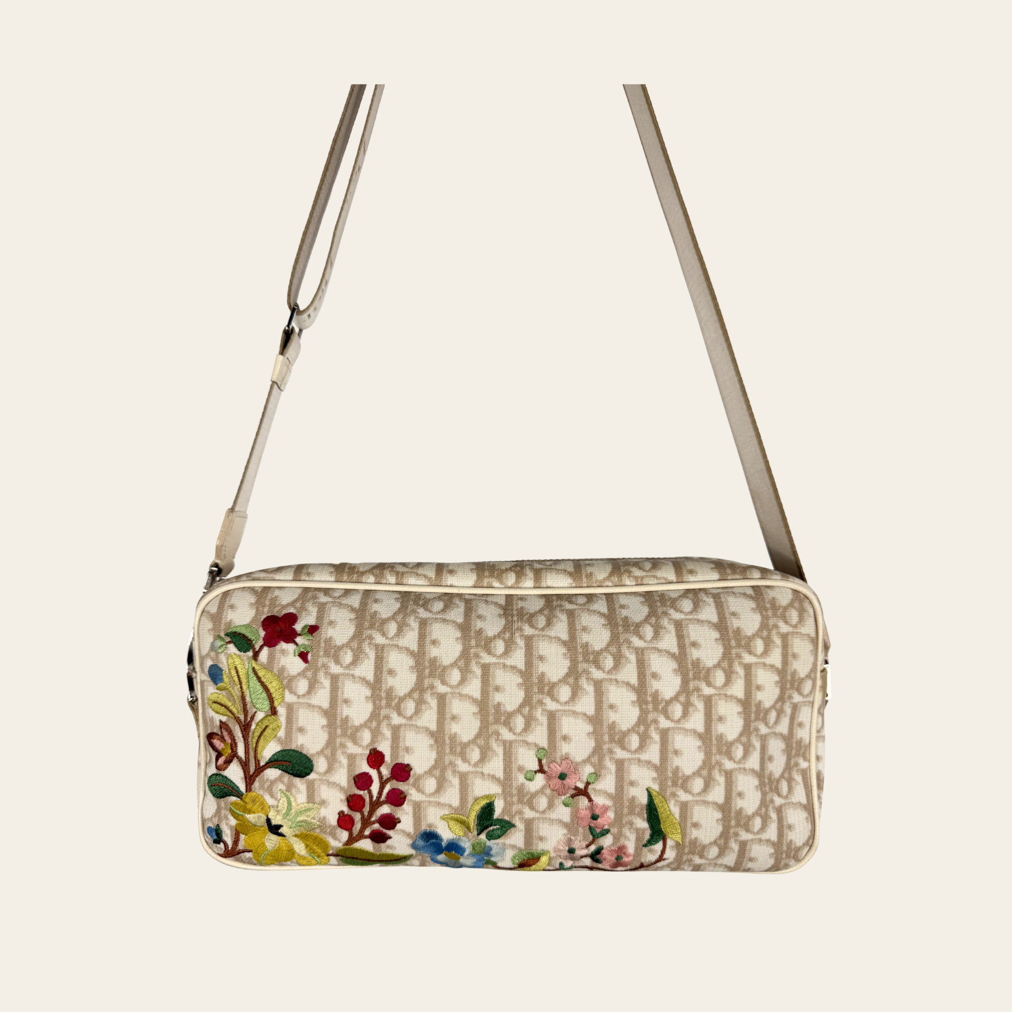 CHRISTIAN DIOR – Diorissimo Floral Oblique Canvas Crossbody Bag