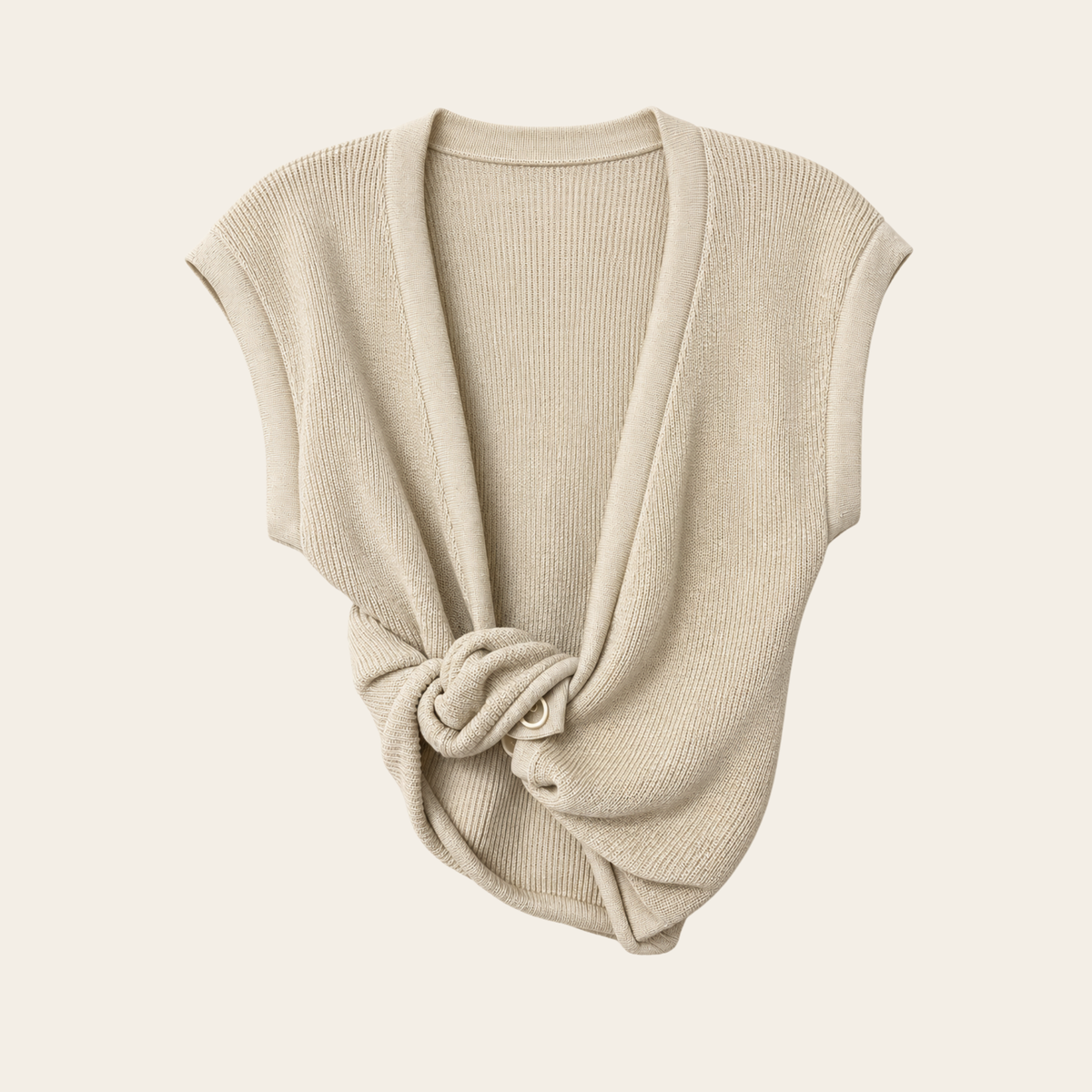 JACQUEMUS — Le Gilet Noué en maille de lin écru, S