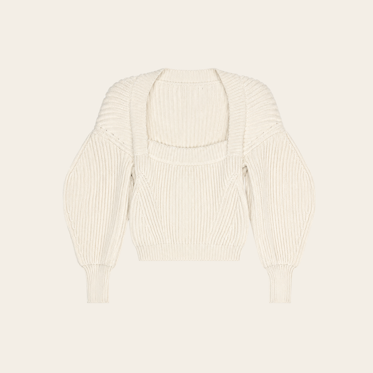 ALEXANDER McQUEEN – Pull court en maille côtelée à effet bustier sculptural – Ivoire – Taille XS