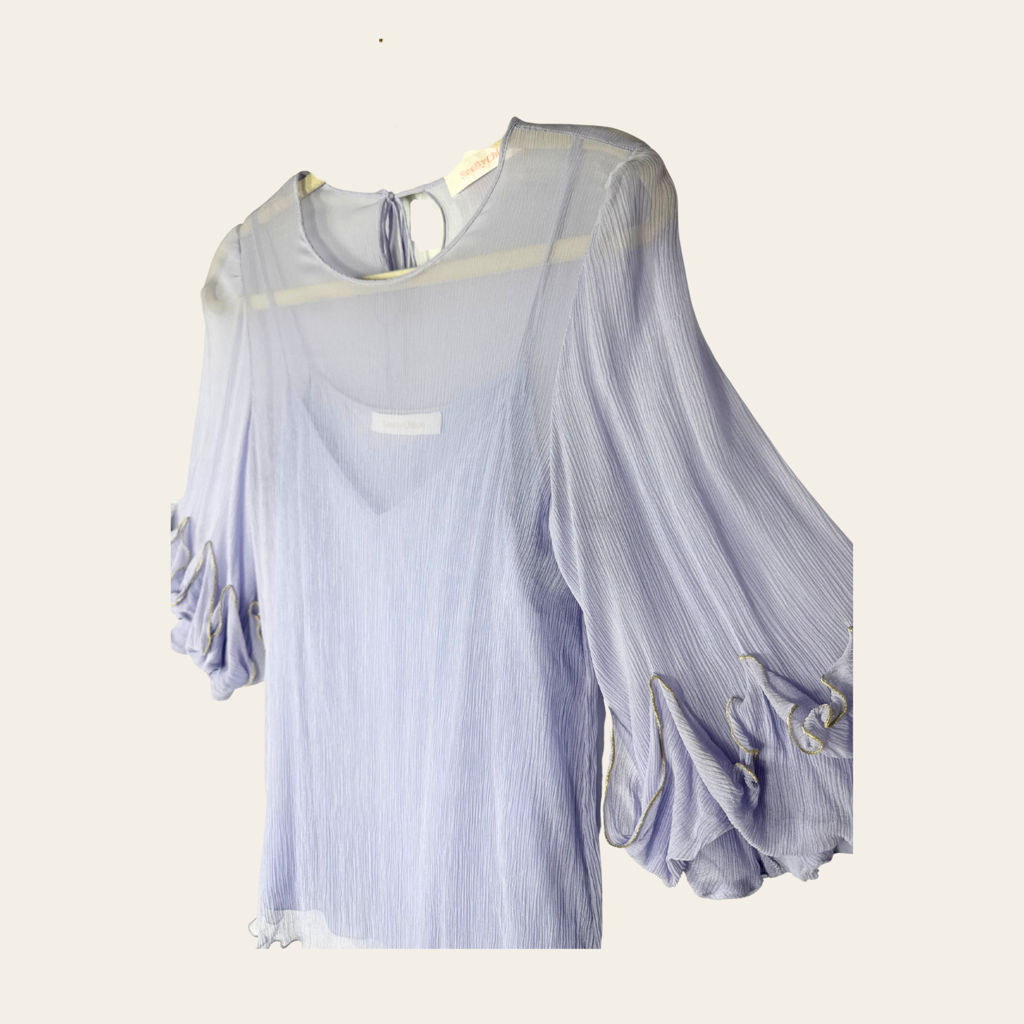 See By Chloé – Blouse Plissée à Manches Volants, FR 38, M