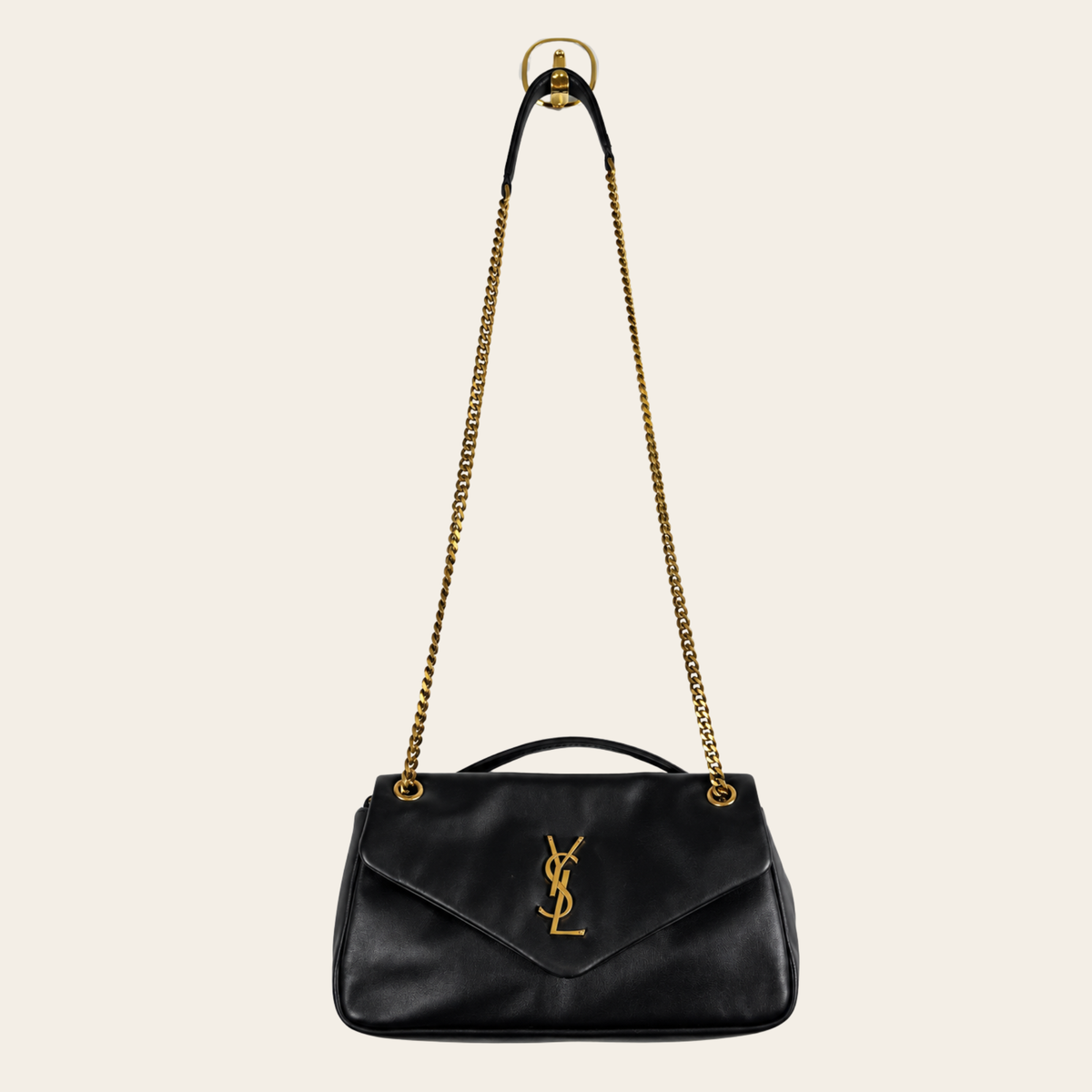 SAINT LAURENT — Sac Calypso en cuir d’agneau noir
