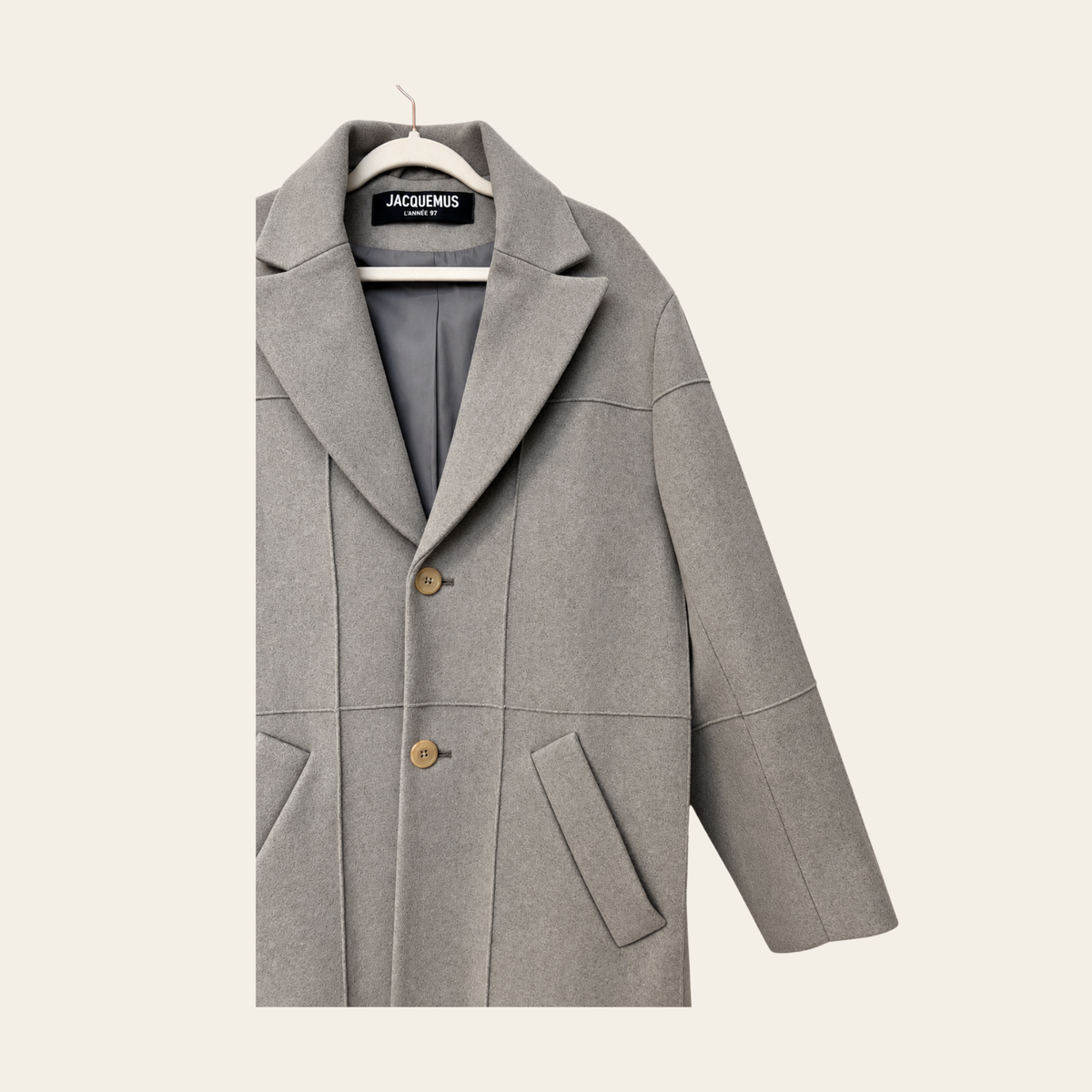 JACQUEMUS — Manteau long gris L’Année 97 en laine, taille 38