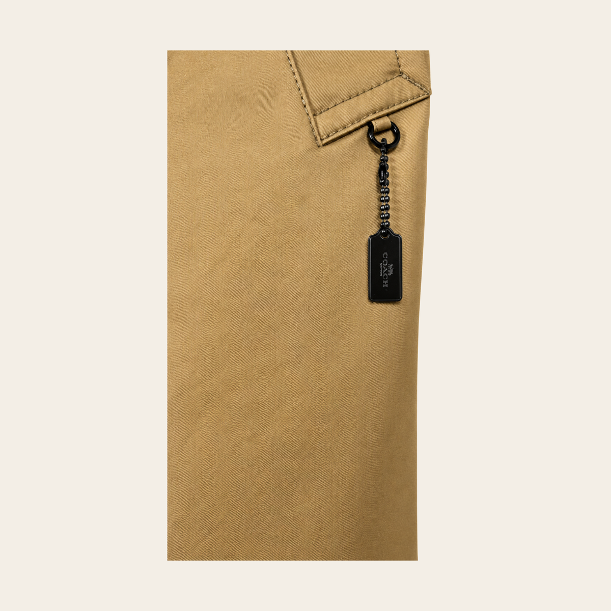Coach – Trench-coat croisé en coton avec garnitures en cuir, taille M