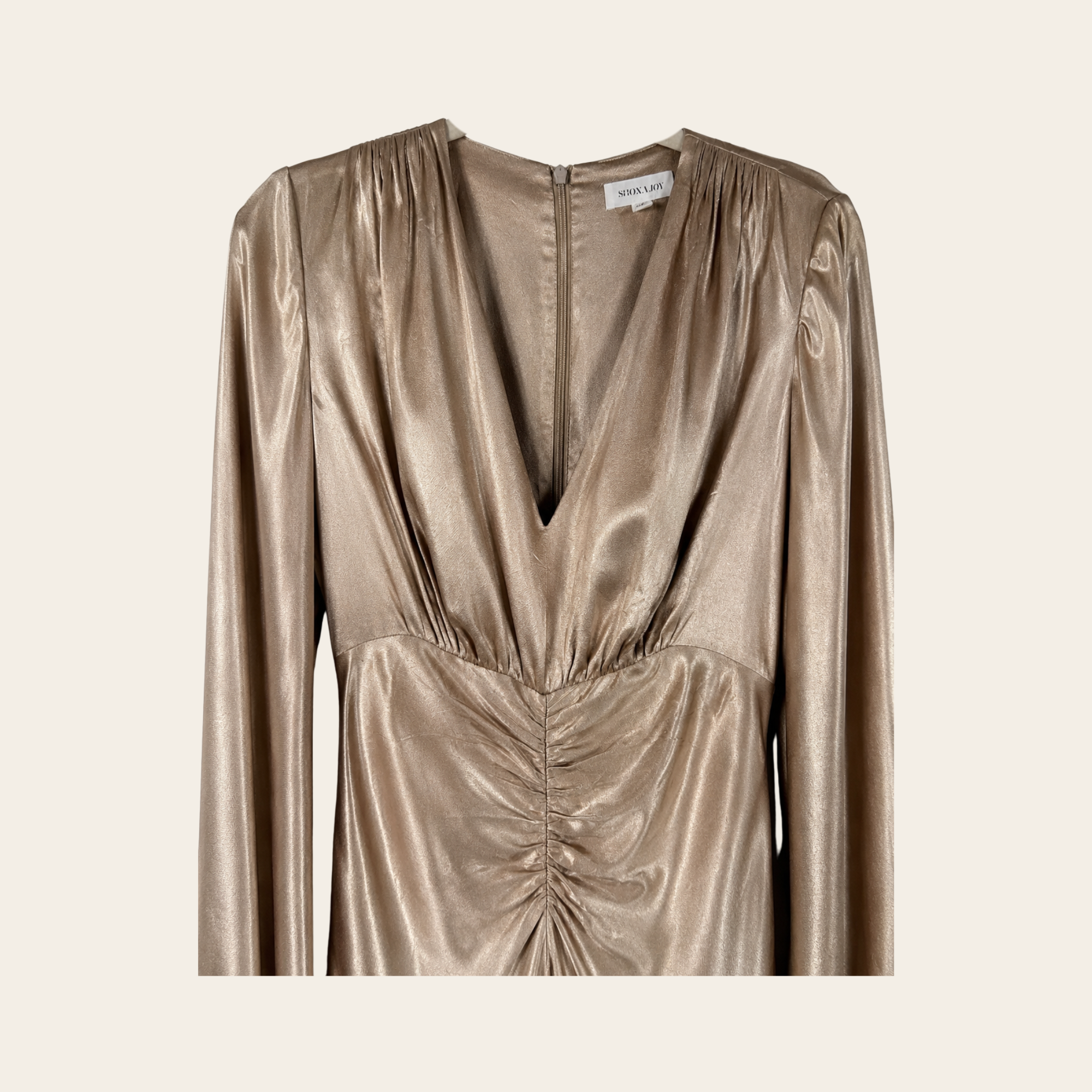 SHONA JOY – La Lune Tie Neck Long Sleeve Maxi Dress – Champagne, SShona Joy Robe