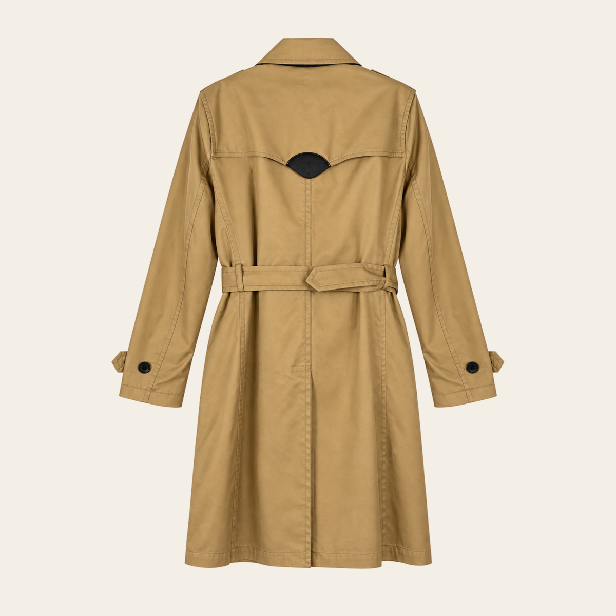 Coach – Trench-coat croisé en coton avec garnitures en cuir, taille M
