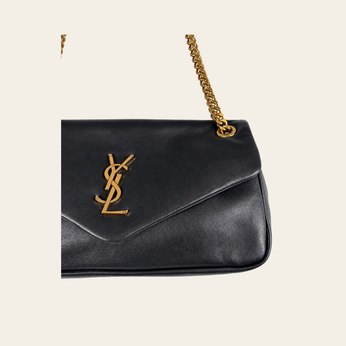 SAINT LAURENT — Sac Calypso en cuir d’agneau noir