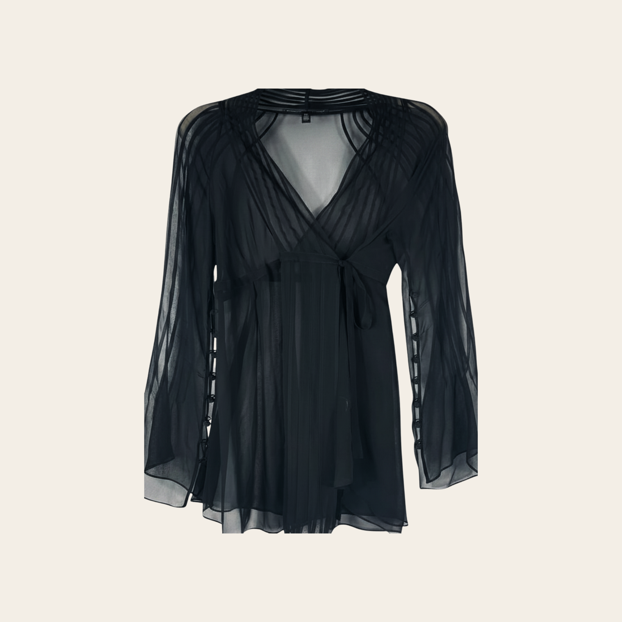 Roberto Rodriguez – Blouse Cache-Cœur en Soie Noire, L