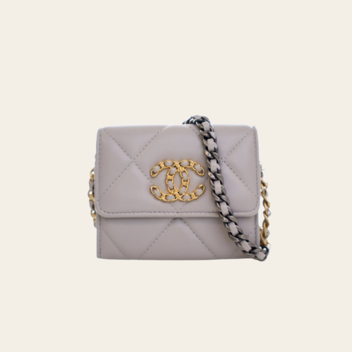 CHANEL – 19 Lambskin Card Holder on Chain