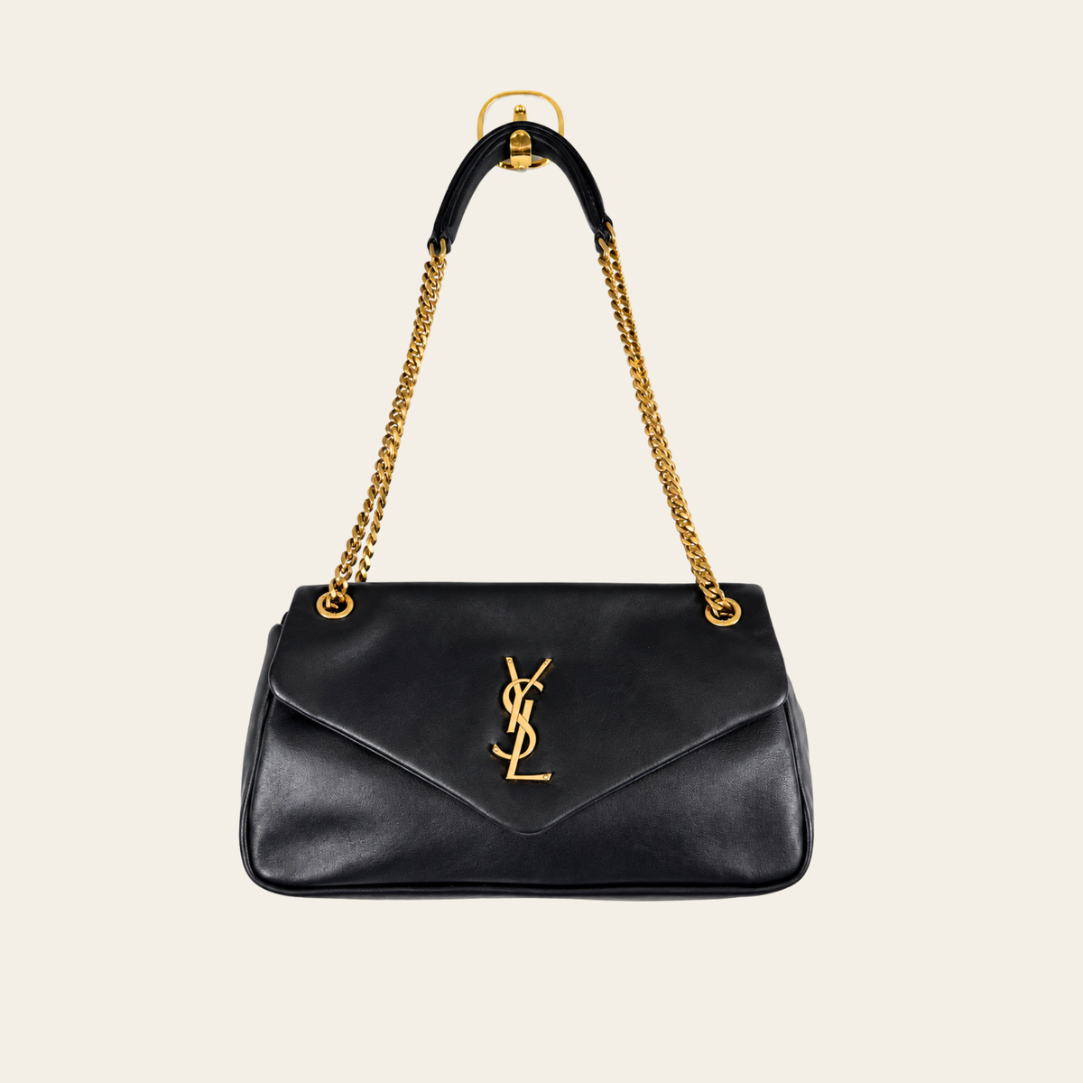 SAINT LAURENT — Sac Calypso en cuir d’agneau noir