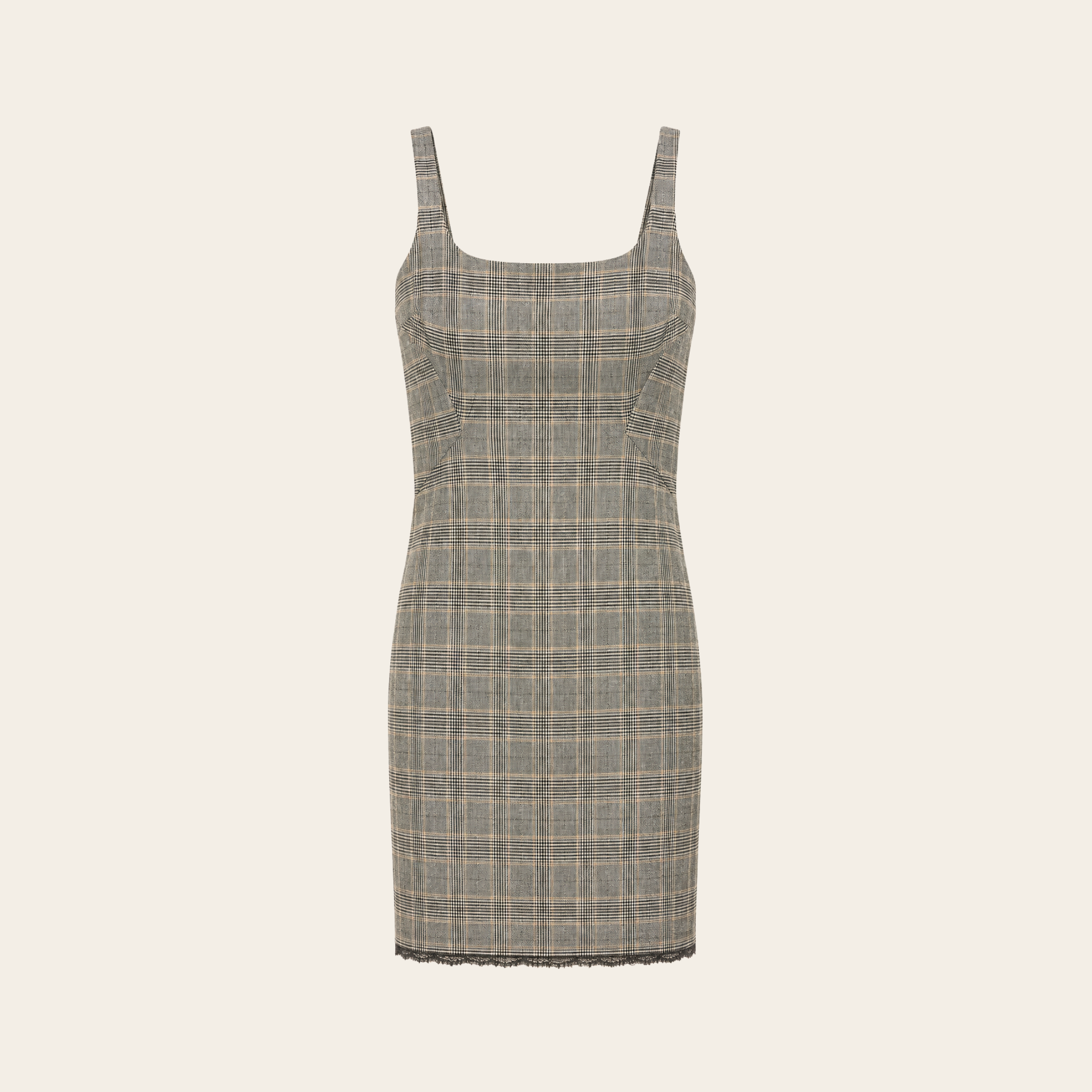 D&G DOLCE & GABBANA – Robe Midi Prince-de-Galles en Laine & Soie