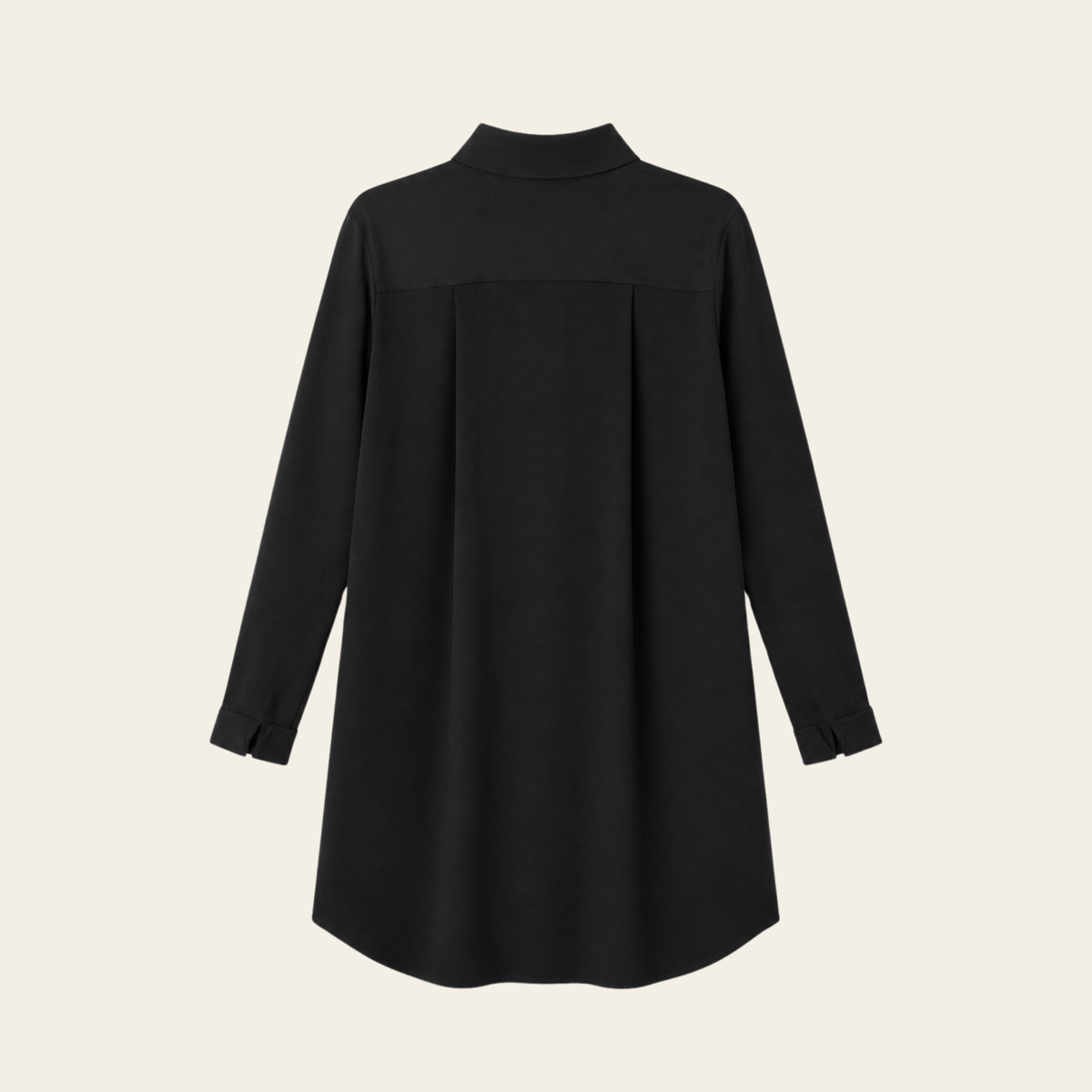 MARIE SAINT PIERRE – Robe-chemise / tunique longue à col pointu – Noir, 5 ( L/XL)