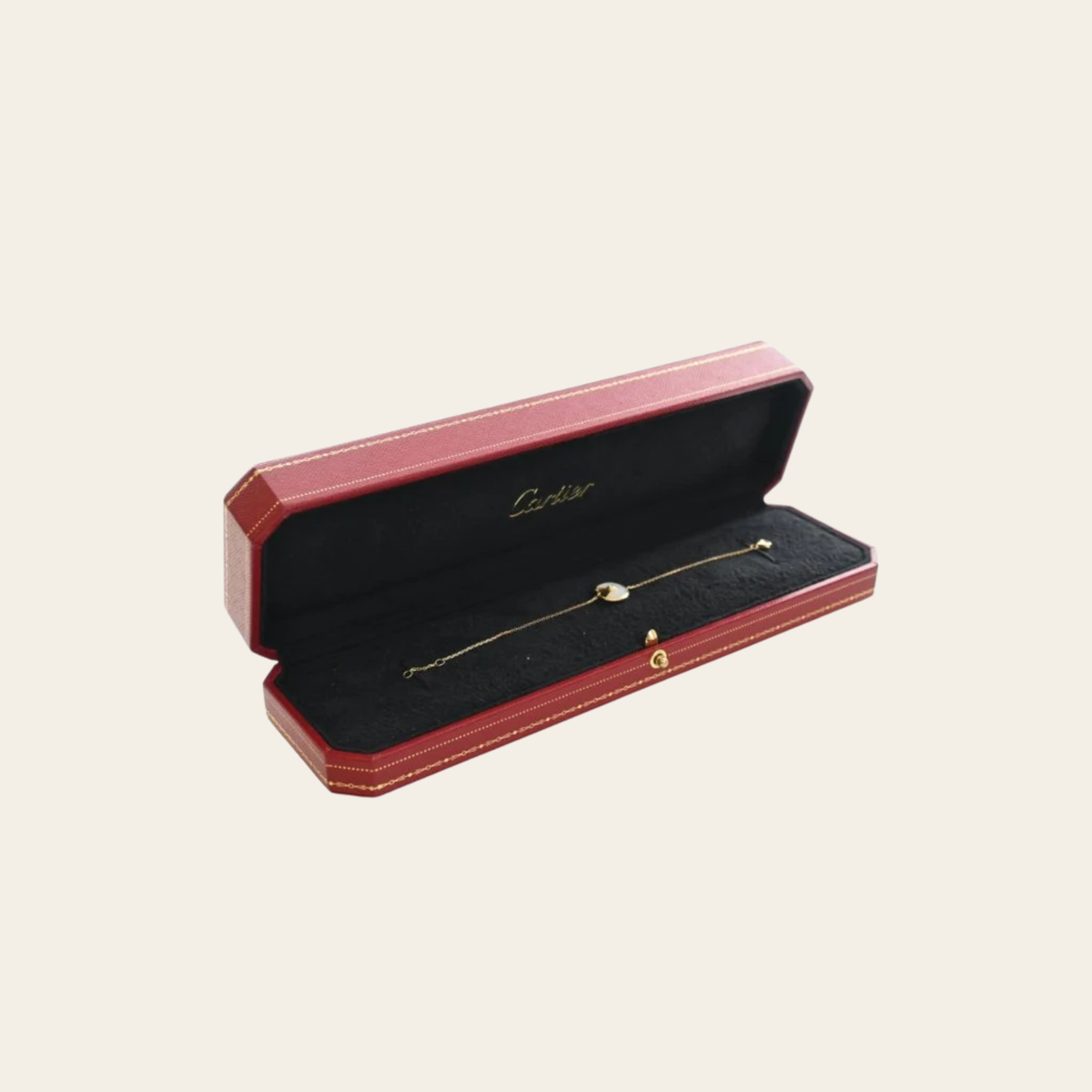 CARTIER – Bracelet Amulette de Cartier XS en Or Jaune 18 ct, Nacre Blanche et Diamant, Taille 17
