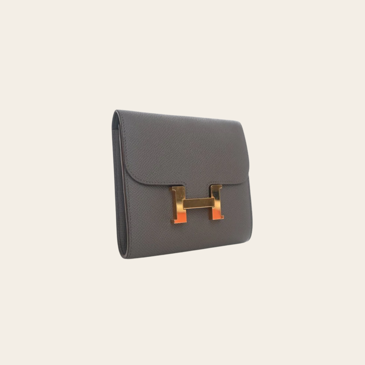 HERMÈS – Portefeuille Constance Compact en cuir Epsom Étoupe, Taille Compacte