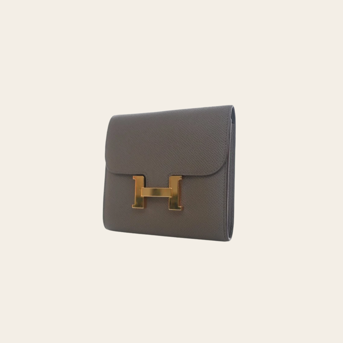 HERMÈS – Portefeuille Constance Compact en cuir Epsom Étoupe, Taille Compacte