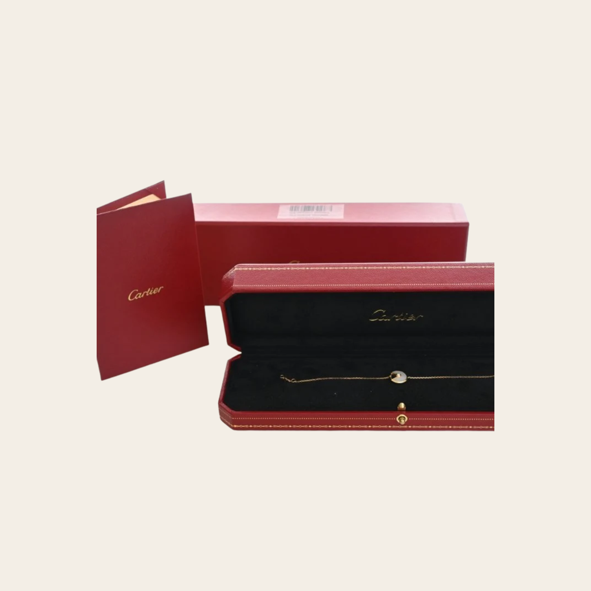 CARTIER – Bracelet Amulette de Cartier XS en Or Jaune 18 ct, Nacre Blanche et Diamant, Taille 17