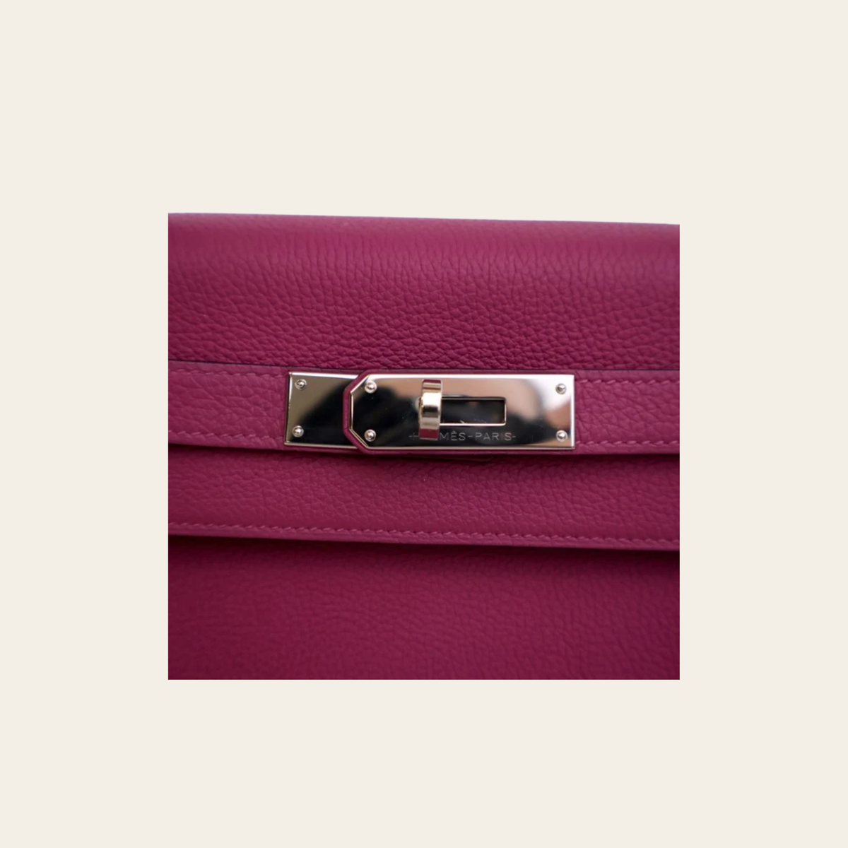 HERMÈS Kelly 28 Retourne en cuir Togo Rose Pourpre