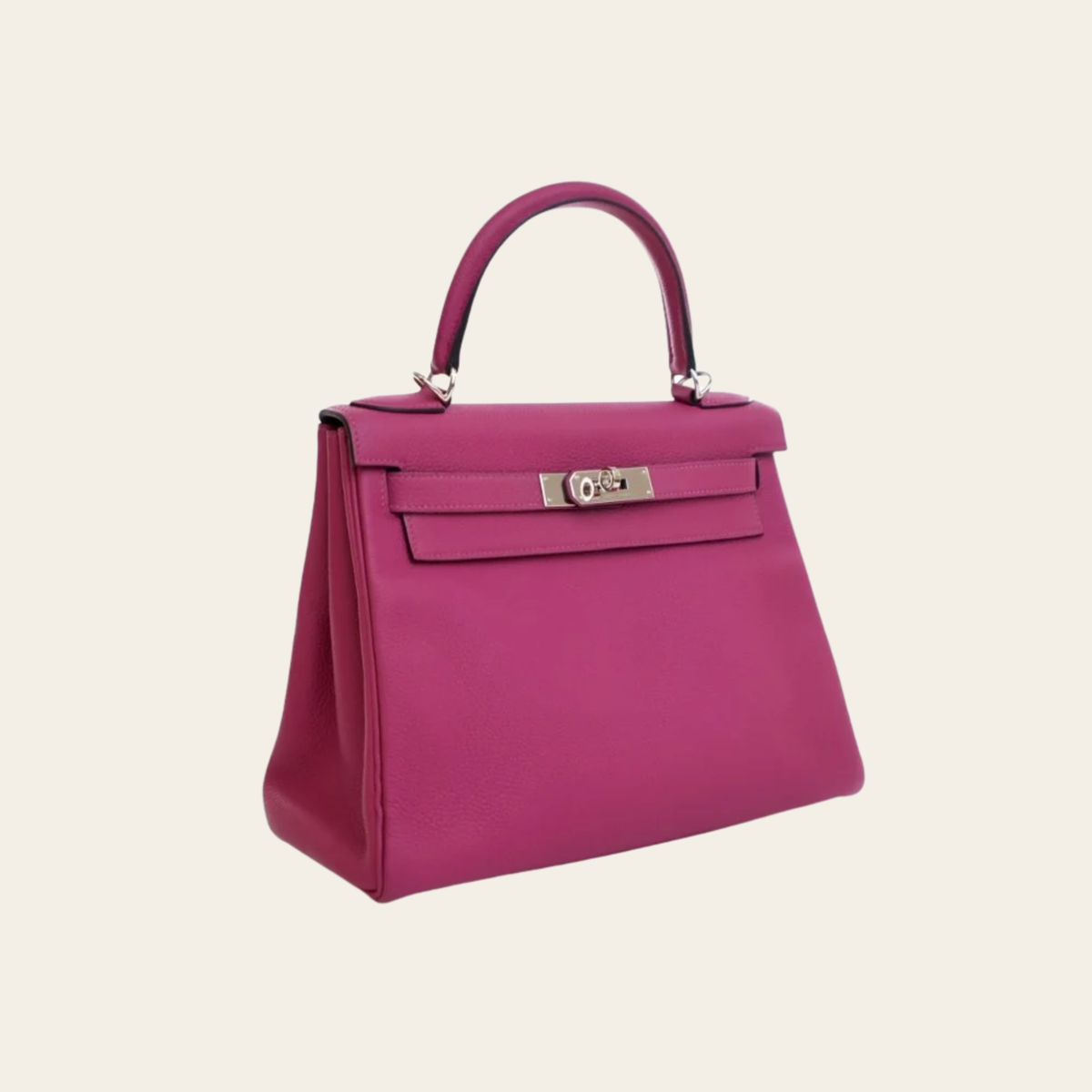 HERMÈS Kelly 28 Retourne en cuir Togo Rose Pourpre