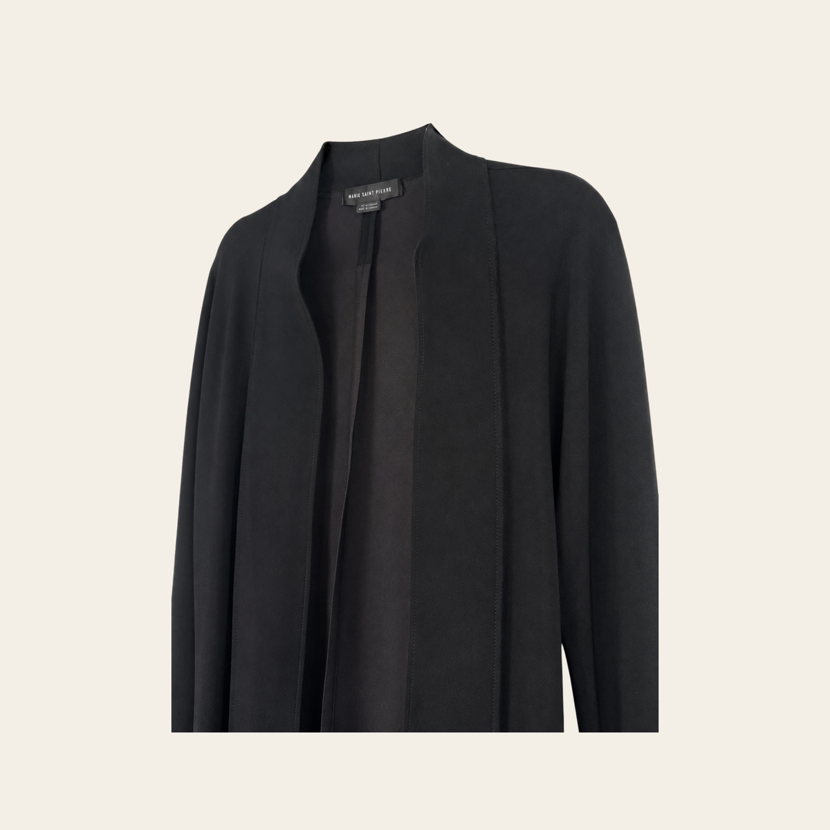MARIE SAINT PIERRE – Cardigan long ouvert en double jersey – Noir – Taille 6 (XL)