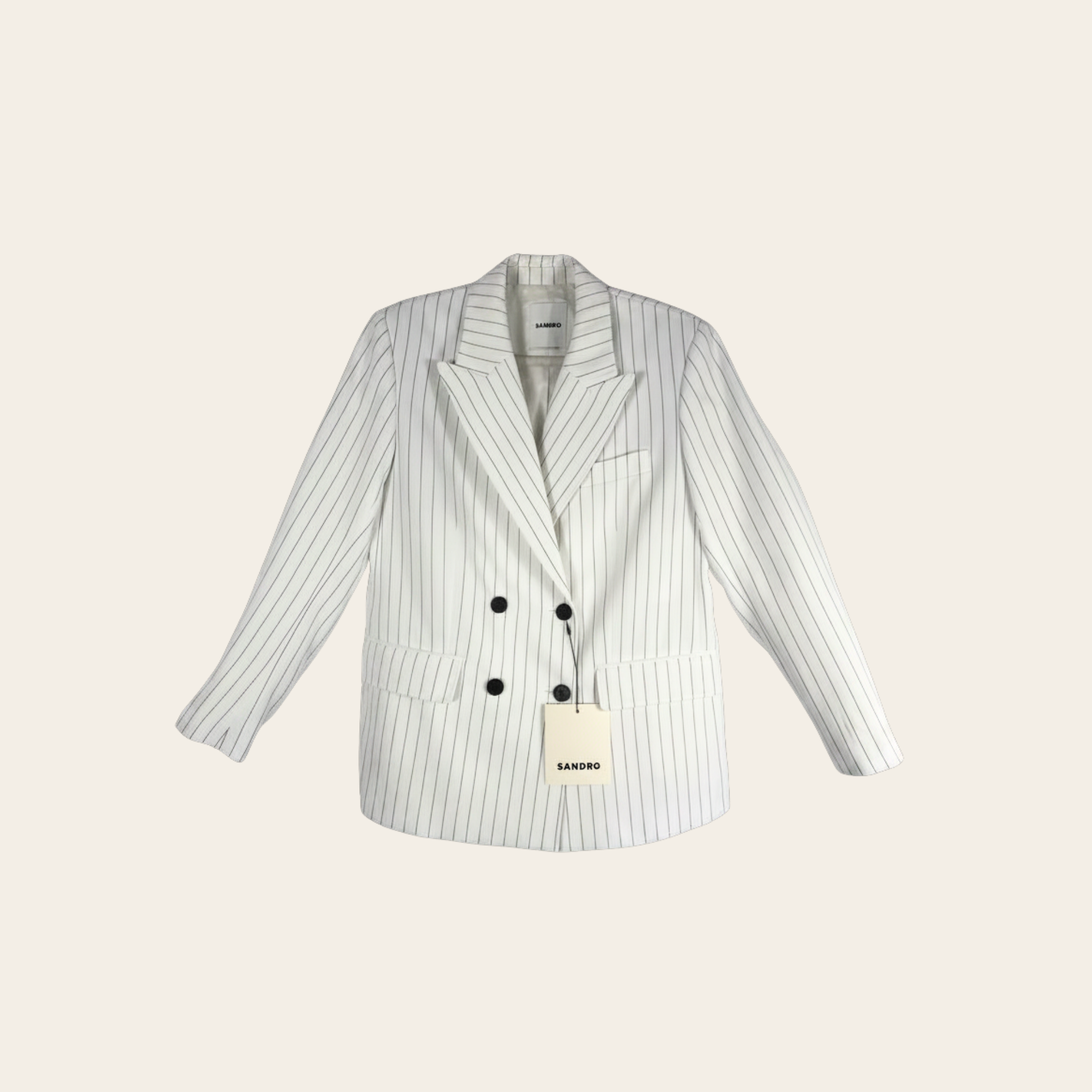 SANDRO – Veston Croisé Hudson à Rayures Tennis, Taille 40 FR (≈ M)