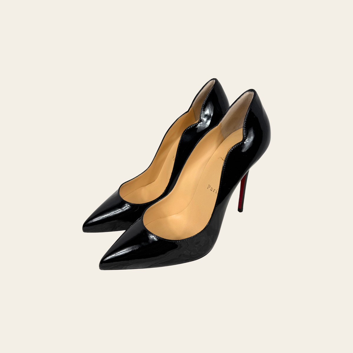 ESCARPINS CHRISTIAN LOUBOUTIN HOT CHICK 130 EN CUIR VERNI NOIR, TAILLE 40