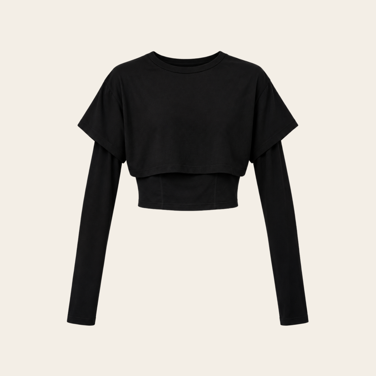 JACQUEMUS — Le Double T-shirt noir à manches superposées, S