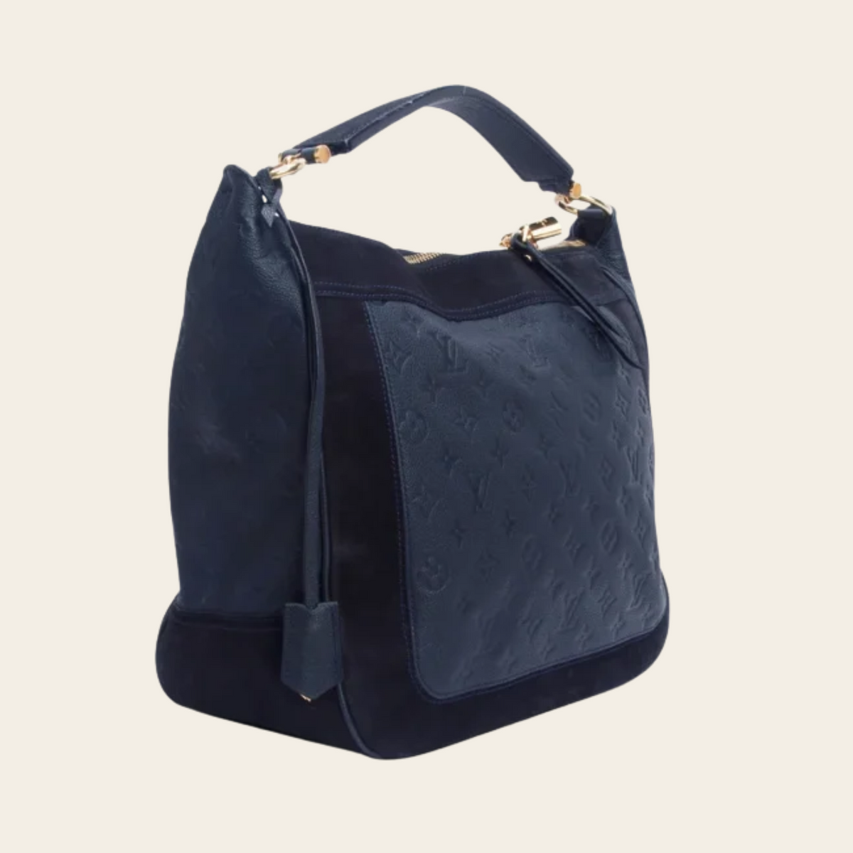 LOUIS VUITTON — Sac Audacieuse MM en cuir Monogram Empreinte bleu marine foncé, taille M