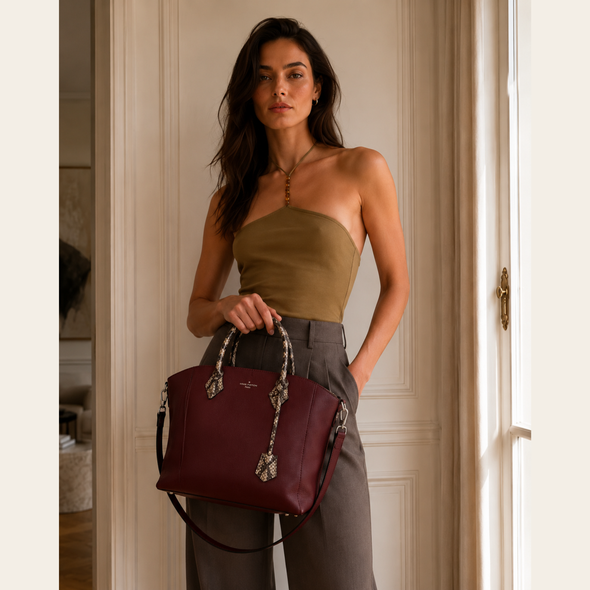 Louis Vuitton Soft Lockit MM Python Grenat