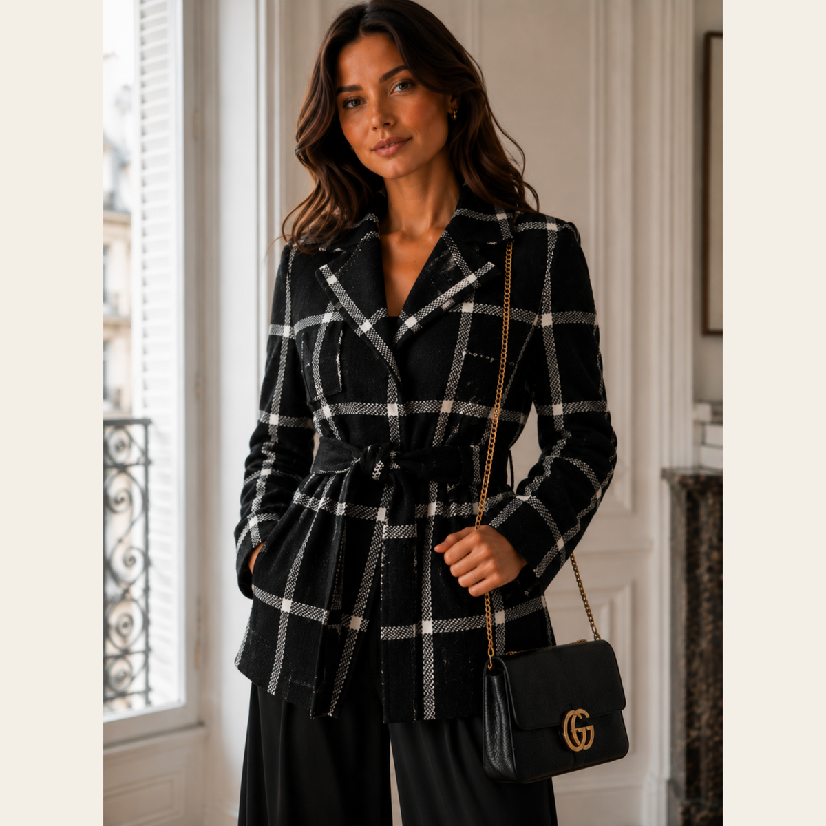 MAX MARA – Veste à Carreaux Laine & Cachemire