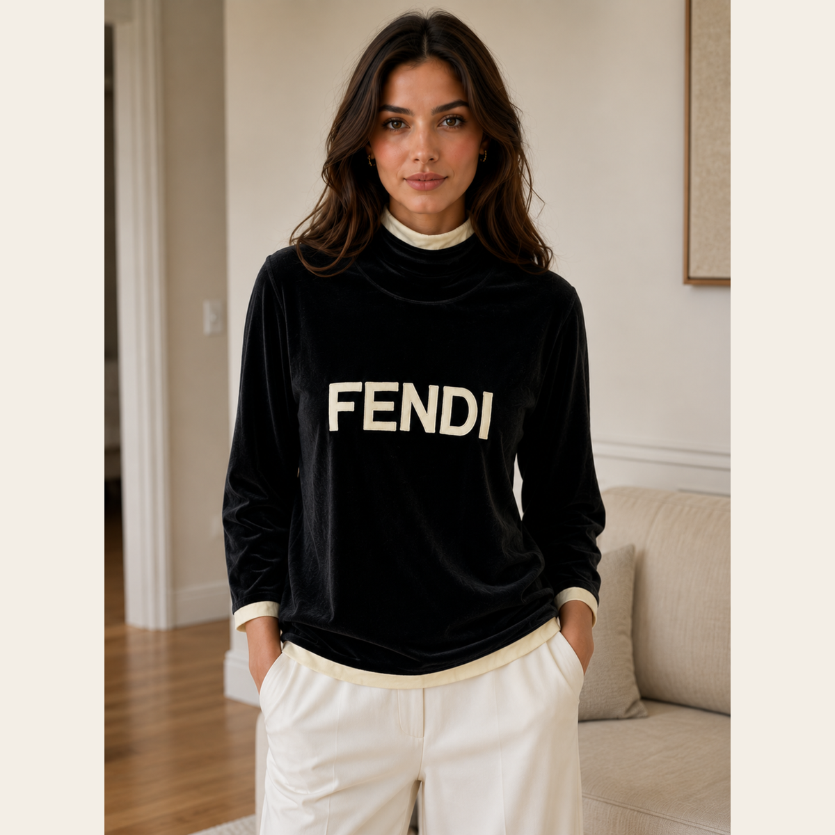 FENDI – Veste Vintage Logo en Velours