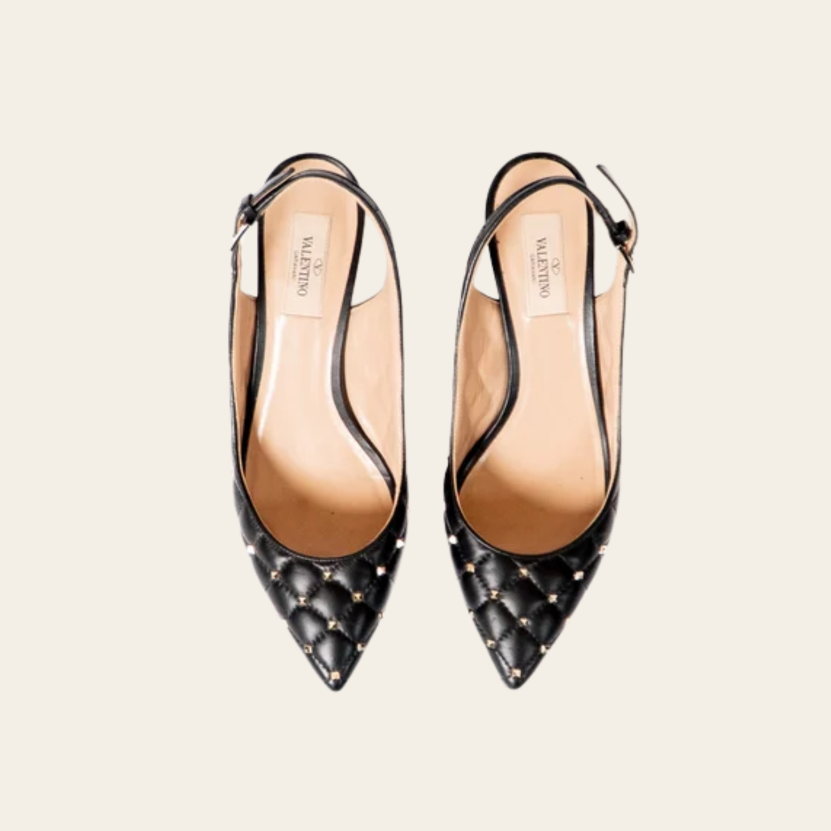 VALENTINO GARAVANI – Escarpins Slingback Rockstud Matelassés, Taille 37
